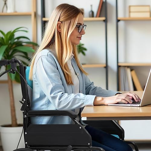 Miniatura 3 de Magshion Silla de ruedas de transporte plegable para adultos de 250 libras, silla de transporte ligera para personas mayores, silla de ruedas