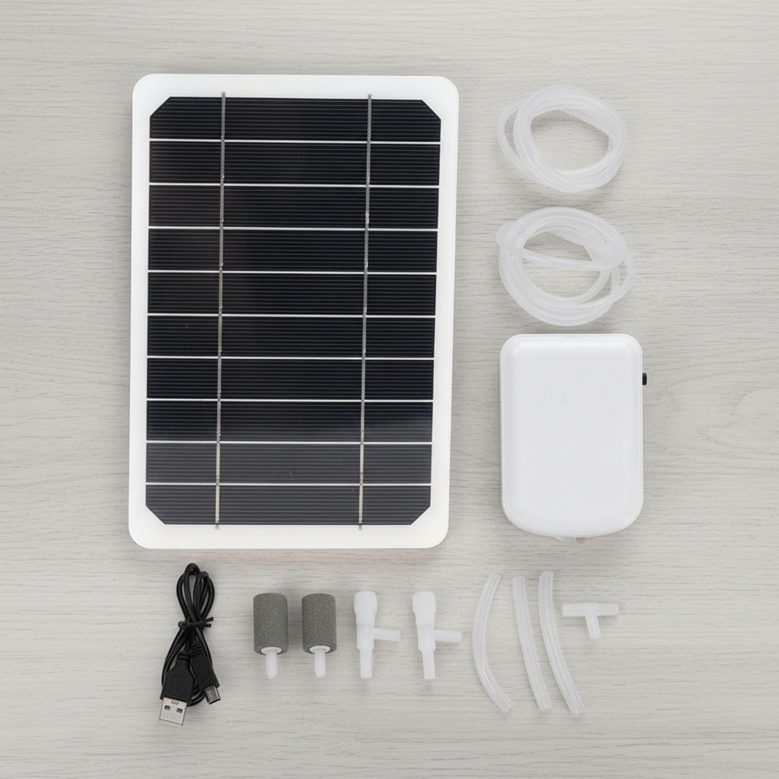 Pompe à oxygène Solaire pour étang, Pompe à air Portable 5W avec Panneau Solaire, Batterie intégrée de 2000mAh, Pierres à Bulles pour Piscine, hydroponie, Fontaine d'eau, Jardin