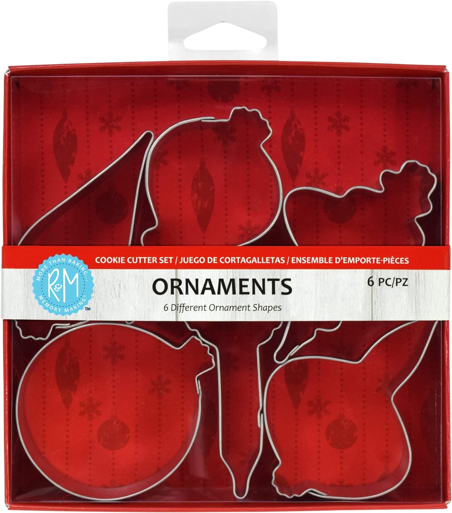 R&M International Christmas Ornament Cookie Cutters, Assorted Designs, 6-Piece Set