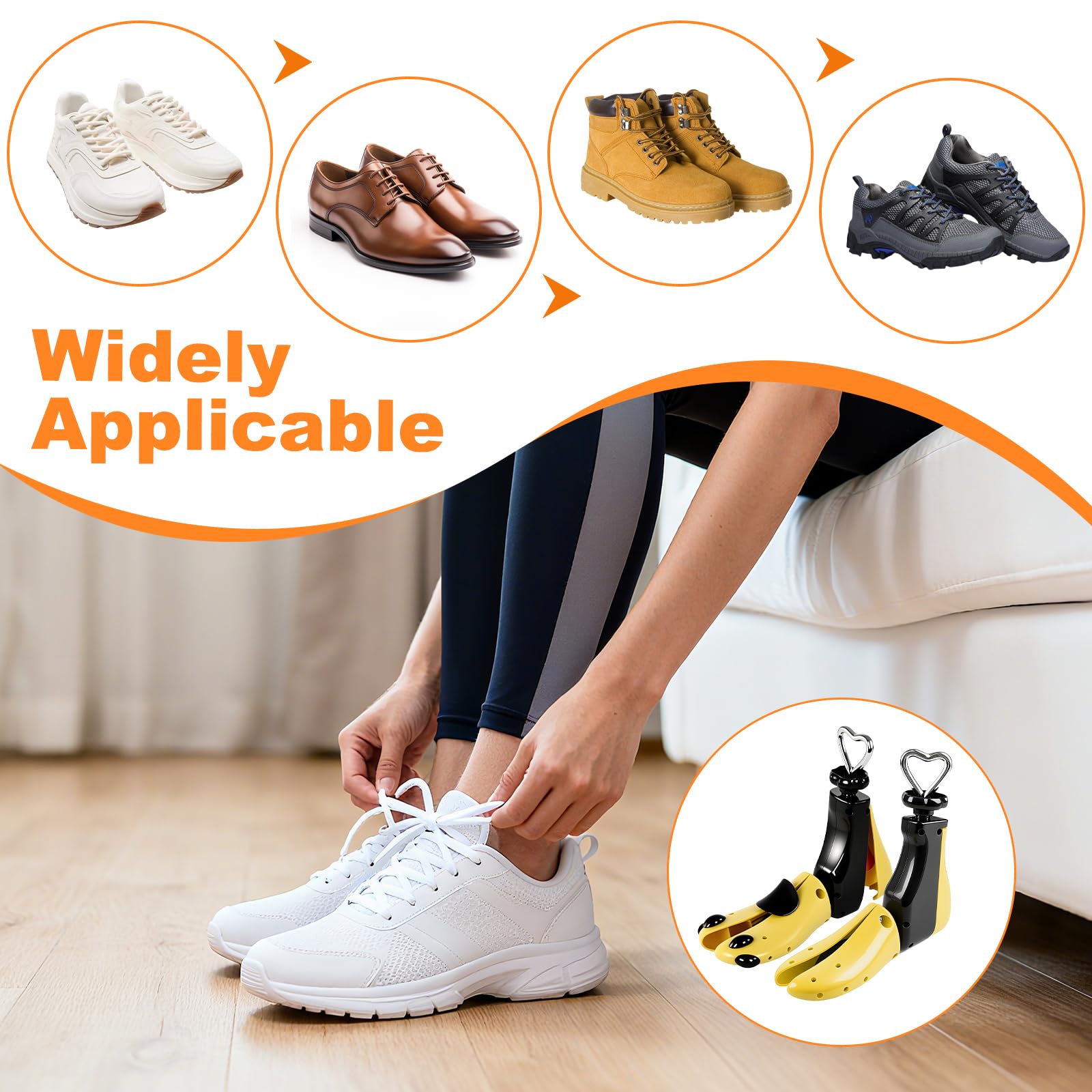 2 unidades de dilatadores de zapatos para hombre y mujer, longitud ajustable y anchura, separador de zapatos para zapatos ajustados, botas, zapatos de senderismo, botas y zapatillas, ancho
