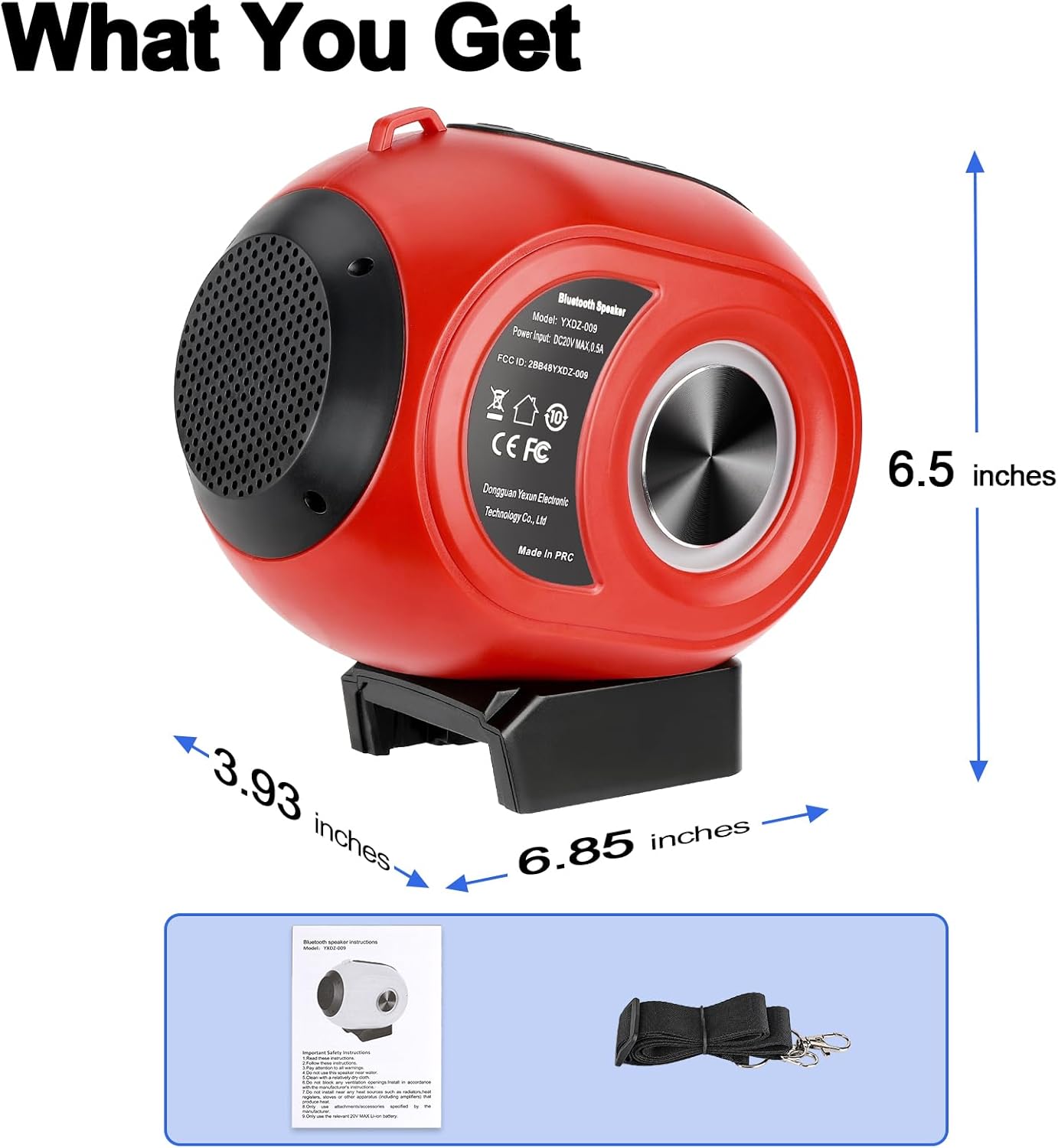 Wireless Bluetooth Speaker Compatible with Milwaukee M18 18VBattery, TWS Paring, BT5.3, AUX TF USB Input, Portable Bluetooth Speaker Wireless for Home Jobsite Party Outdoor(No Battery) - Image 6