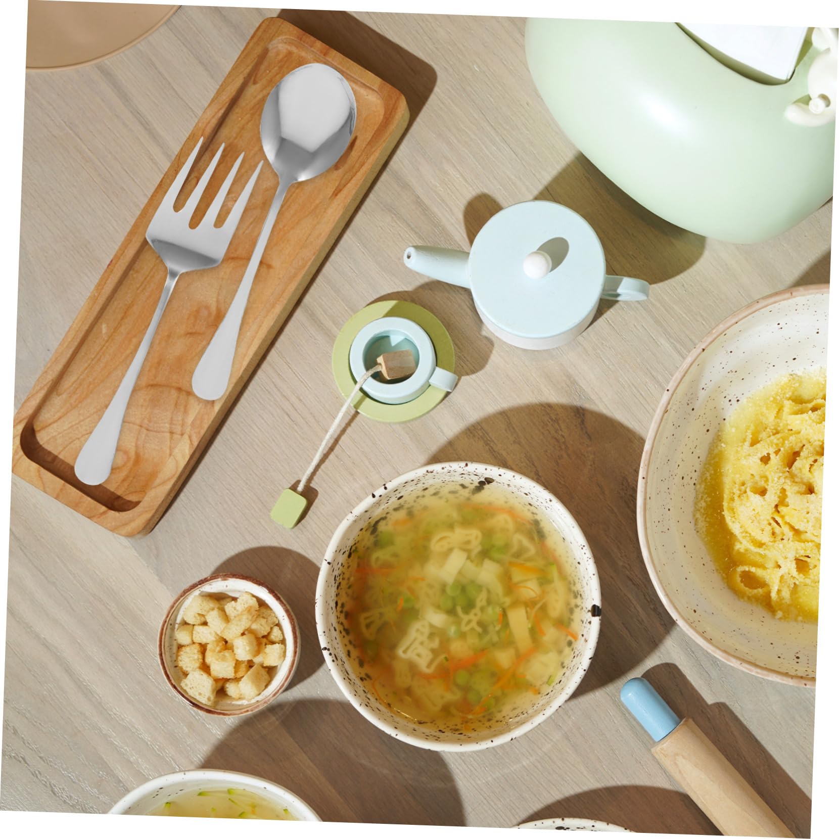 VILLCASE Posate in Acciaio Resistenti e Riutilizzabili per Feste Utensili da Cucina Cucchiaio da Minestra e Forchetta Ergonomici per Uso Domestico e Ristorazione Design Moderno e
