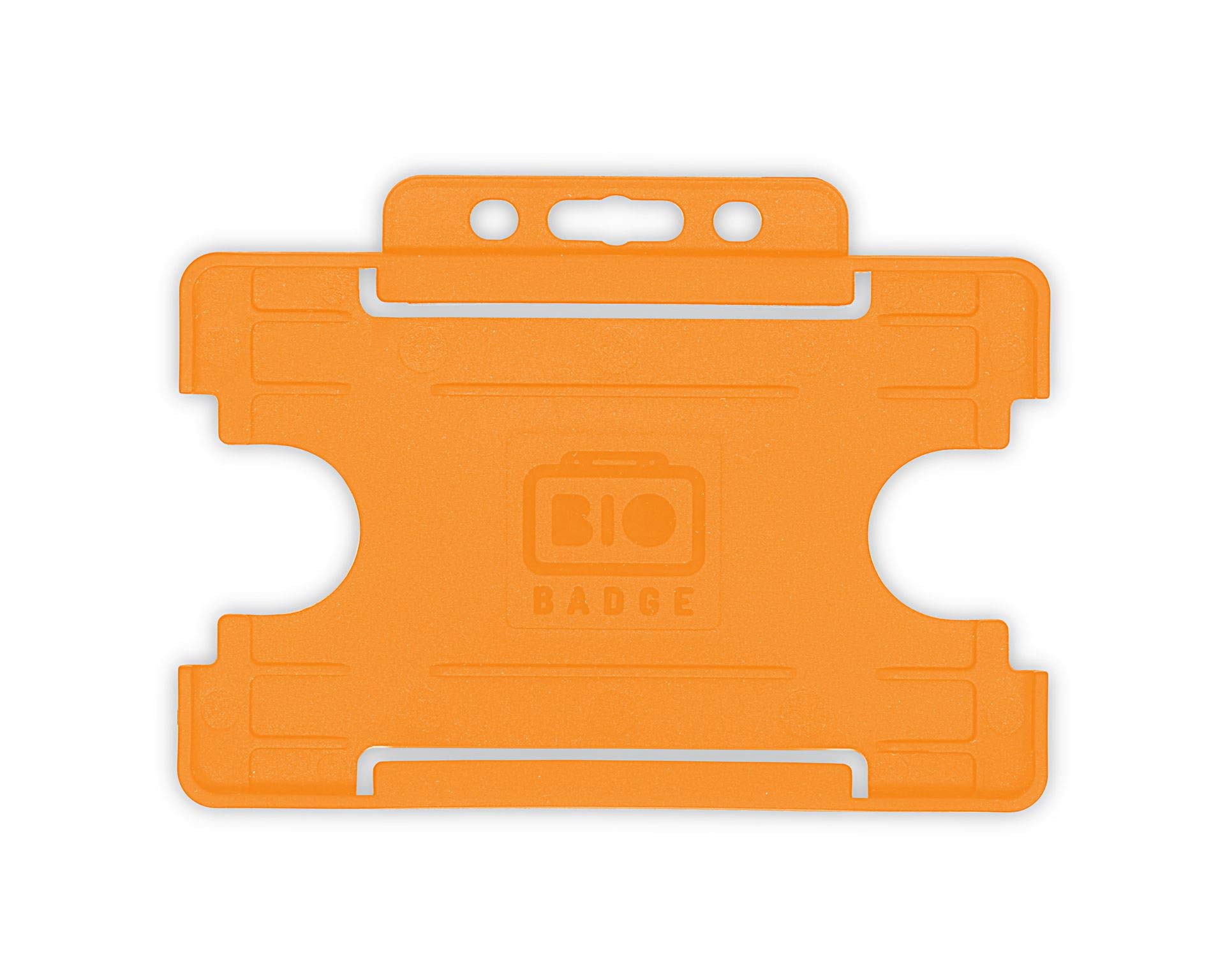 BioBadge Orange ID Card Holders Open-Faced for ID Badges, Landscape - Pack of 100