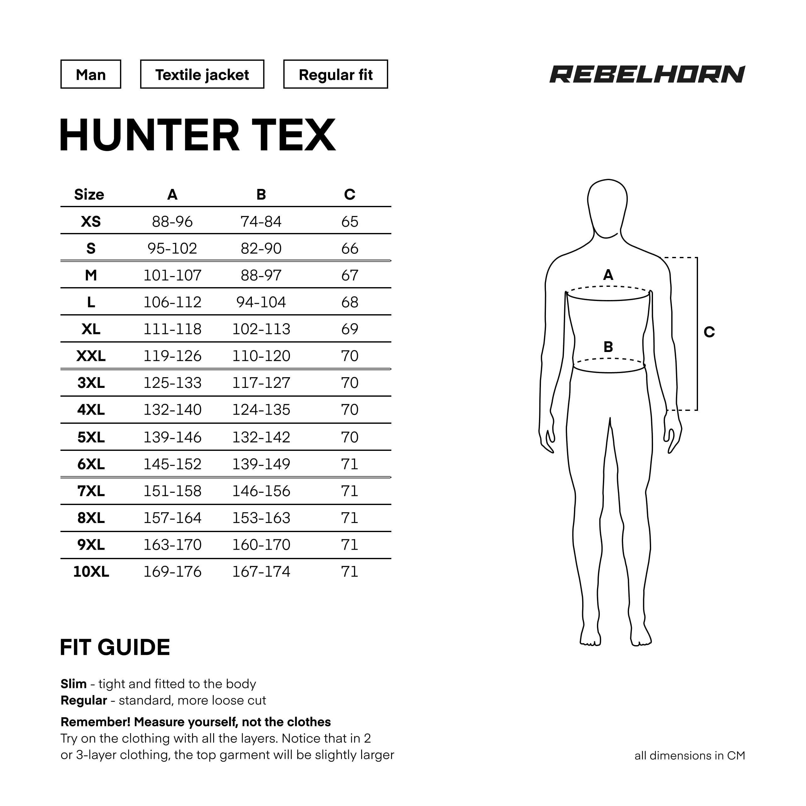 REBELHORN Hunter Chaqueta de Moto Hombre | Textil | Protectores de Codos y Hombros Nivel 2 | Forro Térmico Desmontable con Membrana Integrada Impermeable y Transpirable | Tallas hasta 10XL