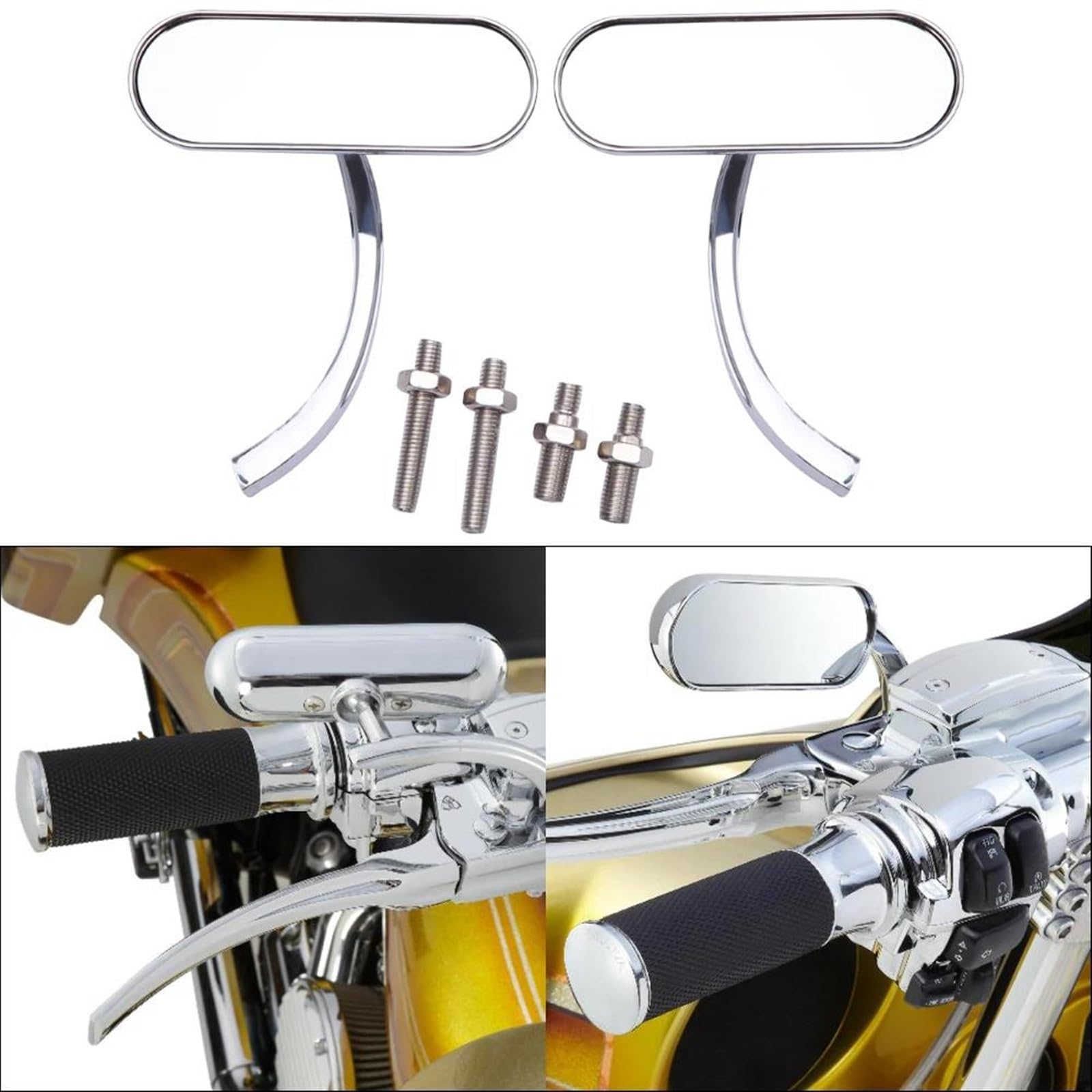 Rétroviseur Moto Rétroviseurs De Recul pour Harley Touring Electra Glide Dyna pour Fatboy Softail Breakout Sportster(Argent)