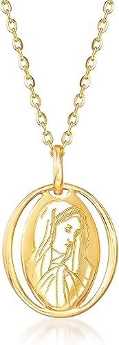 Ross-Simons Italian 18kt Yellow Gold Virgin Mary Pendant Necklace