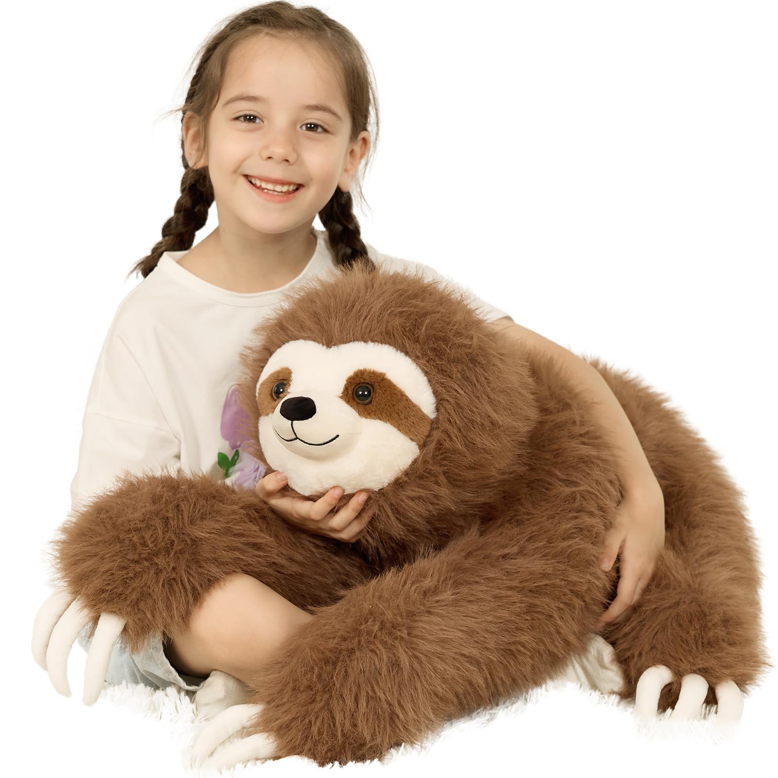MaoGoLan Large Sloth Teddy, 70cm Realistic Three Toed Sloth Stuffed Plush Toy with Snap Button Hands for Hanging, Gift for Teens Adults Home Decor — image 1