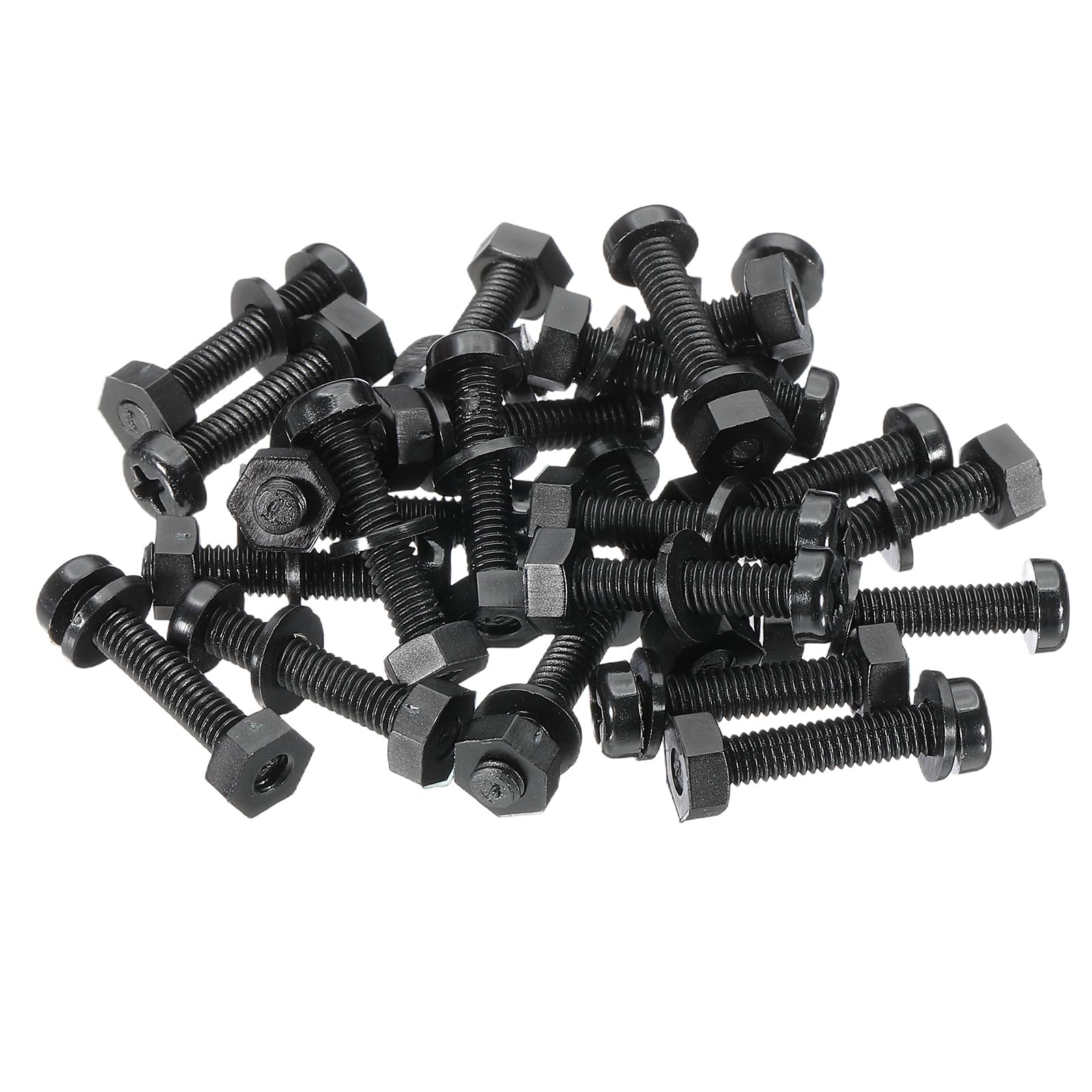 PATIKIL M4x20mm Black Nylon Bolts Plastic Nuts Full Thread Head Screws, 24 Pcs, M4*20mm