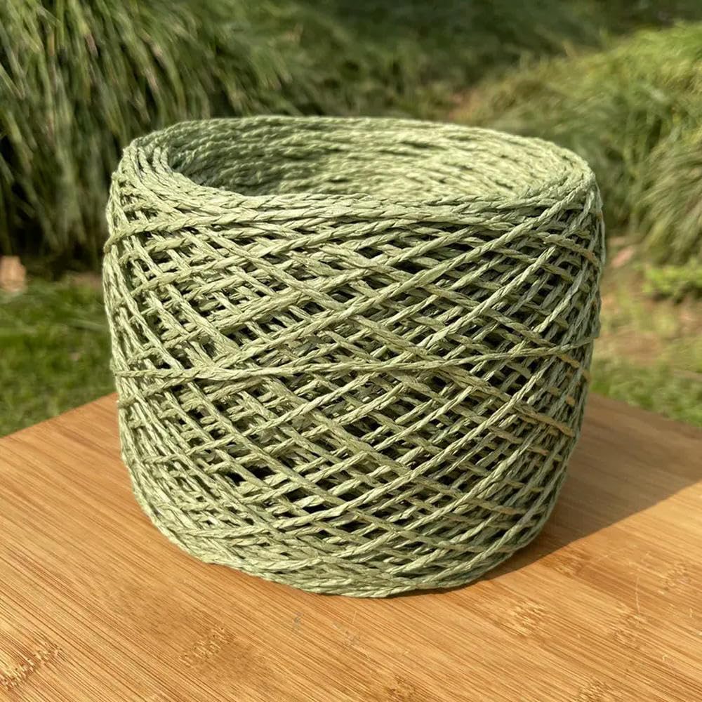 VIXDA 460g Medium Chunky Paper Raffia Yarn for Hand Crochet Knitting Summer Hats Dolls Crafts DIY Hook Bags Grass Thread Fluffy Yellow
