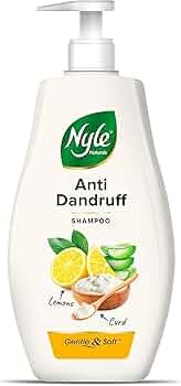 Nyle Naturals Anti-Dandruff Shampoo, with Curd, Lemon and Aloe Vera, Gentle & Soft Shampoo, pH Balanced and Paraben Free, 1L