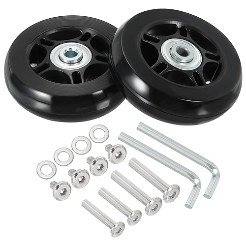 PATIKIL Ruedas de repuesto para maleta de equipaje de 2.756 x 0.748 in, juego de 2 ruedas giratorias de poliuretano, kit de reparación con tornillos