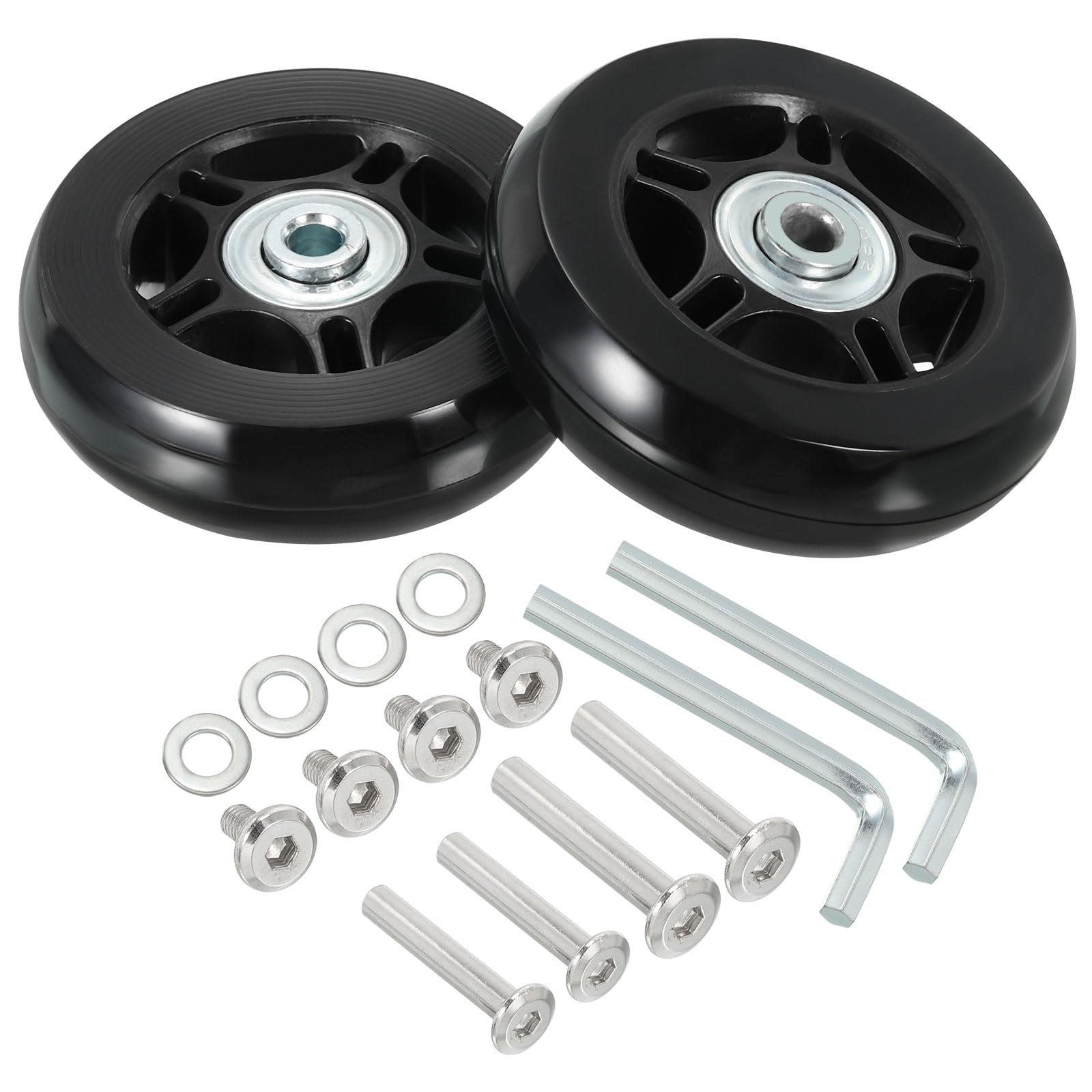 PATIKIL 70x19mm Luggage Suitcase Replacement Wheels, Set of 2 PU Swivel Caster Wheels Repair Kit with Screws and Washers for Trolley Box