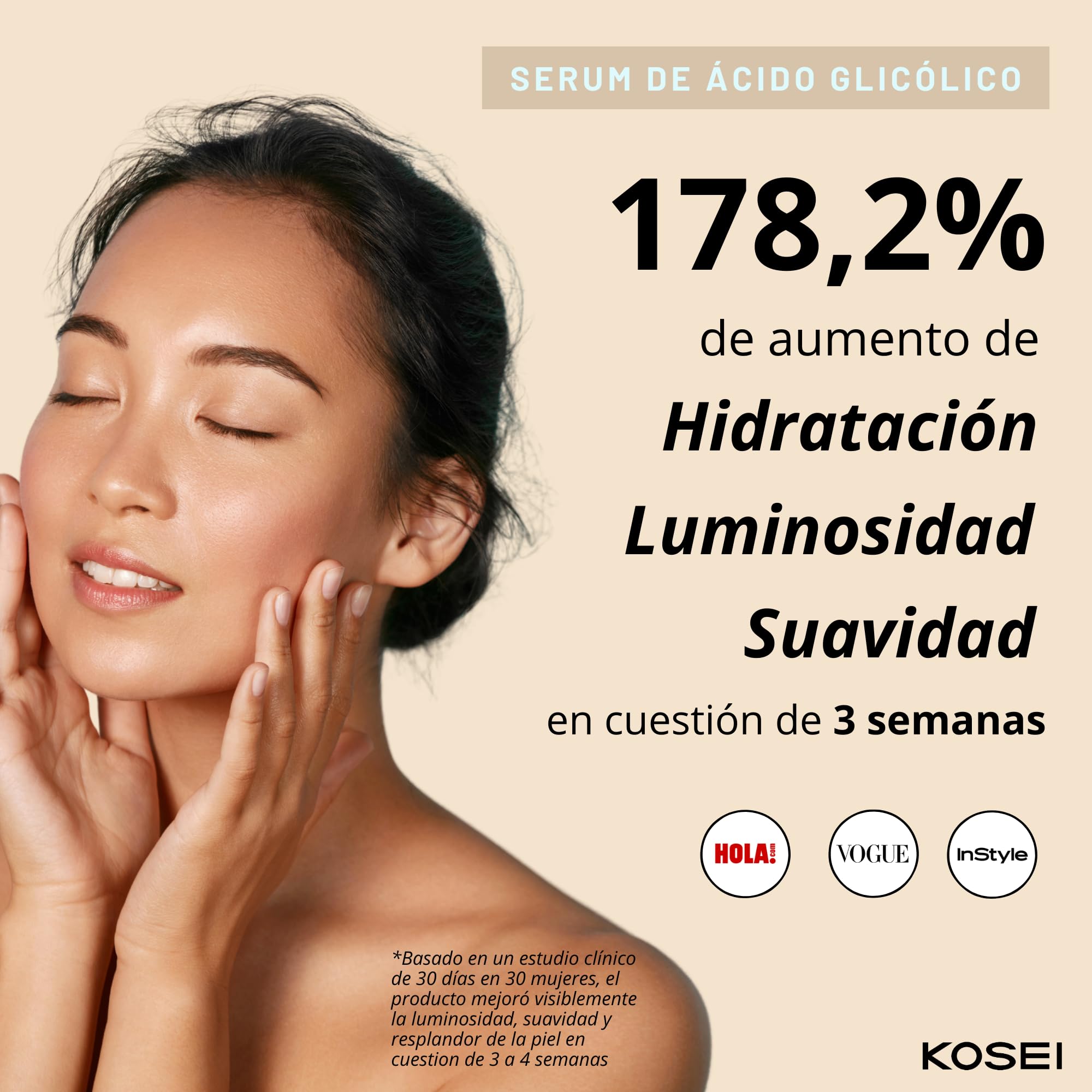 KOSEI | Glycosal Peel | Peeling Facial con Acido Glicolico | Aporta Luminosidad, Piel lisa y un Tono Uniforme | Exfoliante Facial | Combate las Arrugas e Imperfecciones | 50ml