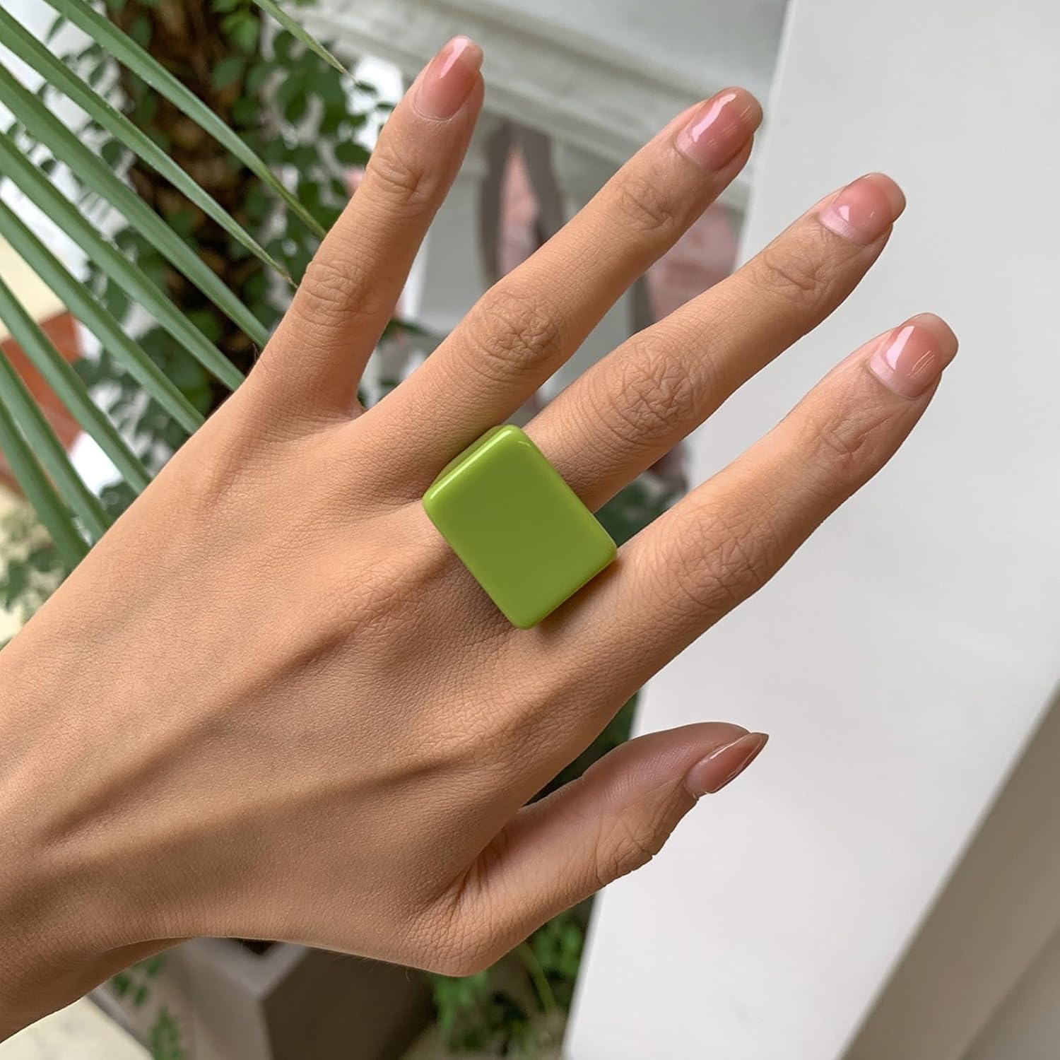 Rrdaily Multicolor Resin Chunky Rings for Women,Acrylic Resin Rings Exaggerated Knuckle Finger Rings Vintage Simple Charm Geometric Rings Jewelry Gifts - Image 2