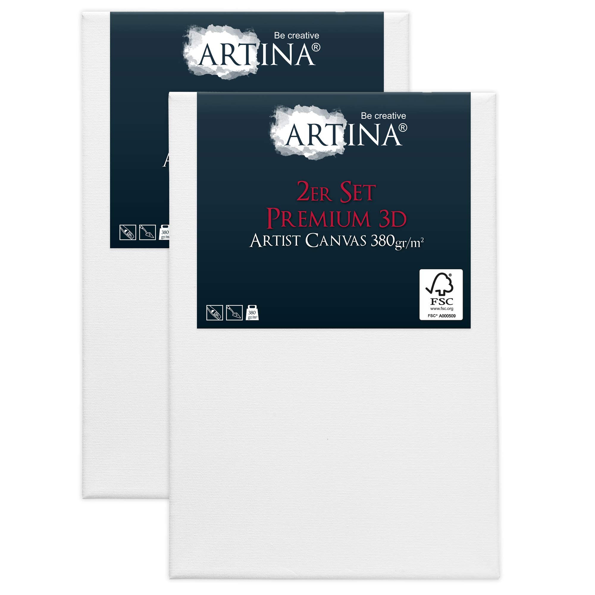 Artina lot de 2 toile 3D canvas FSC® châssis bois coton sans acide stable