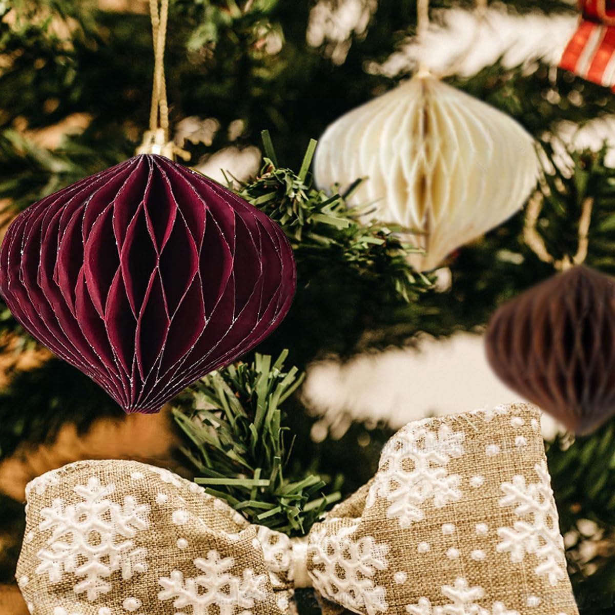 ECYC Ltd 6 Pcs Mini Glitter Edge Paper Lanterns - Tiny Honeycomb Balls for Christmas, Holiday, New Year Decor image 4