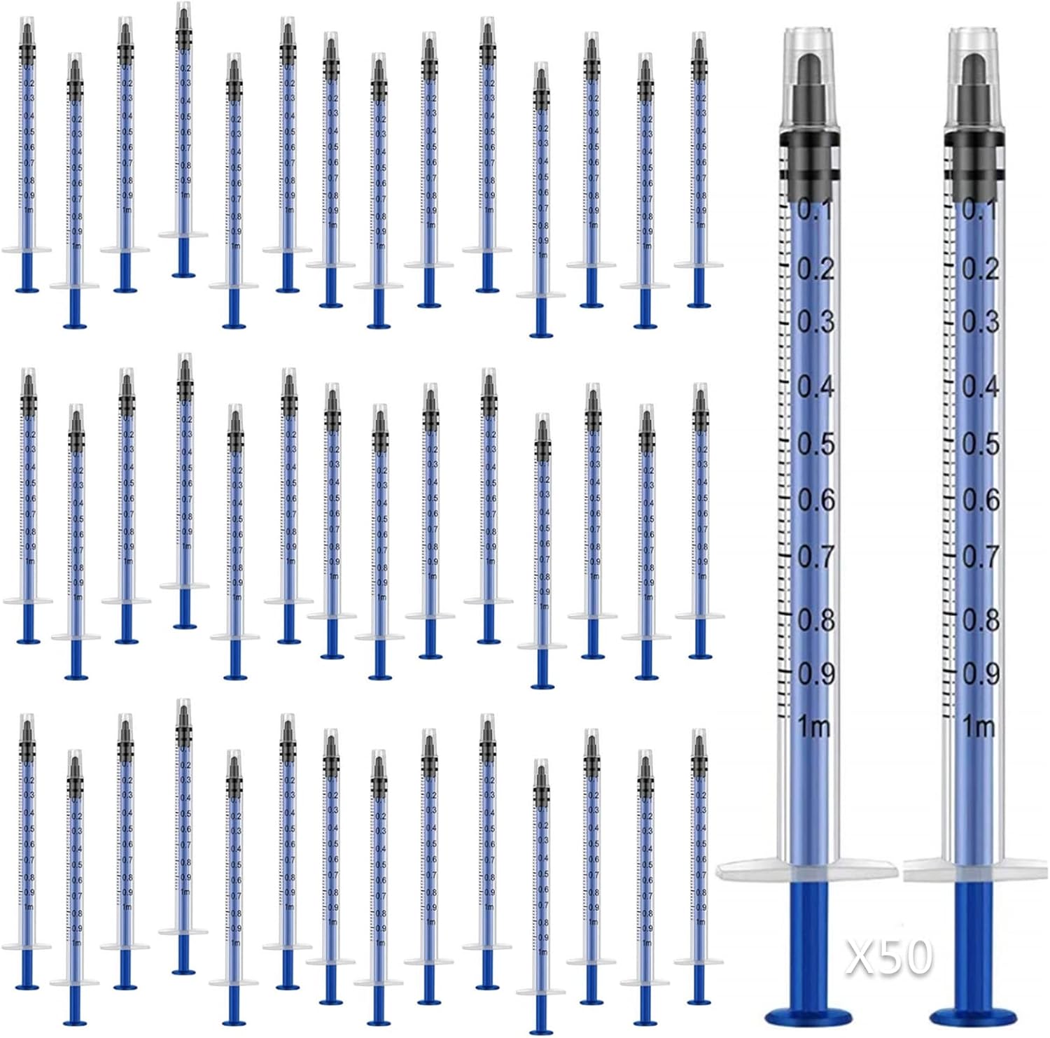 50 Pcs 1 ml/1 cc Plastic Syringes No Needle Individually Package (1ml/1cc,50) (1ml 50pcs) : Industrial & Scientific