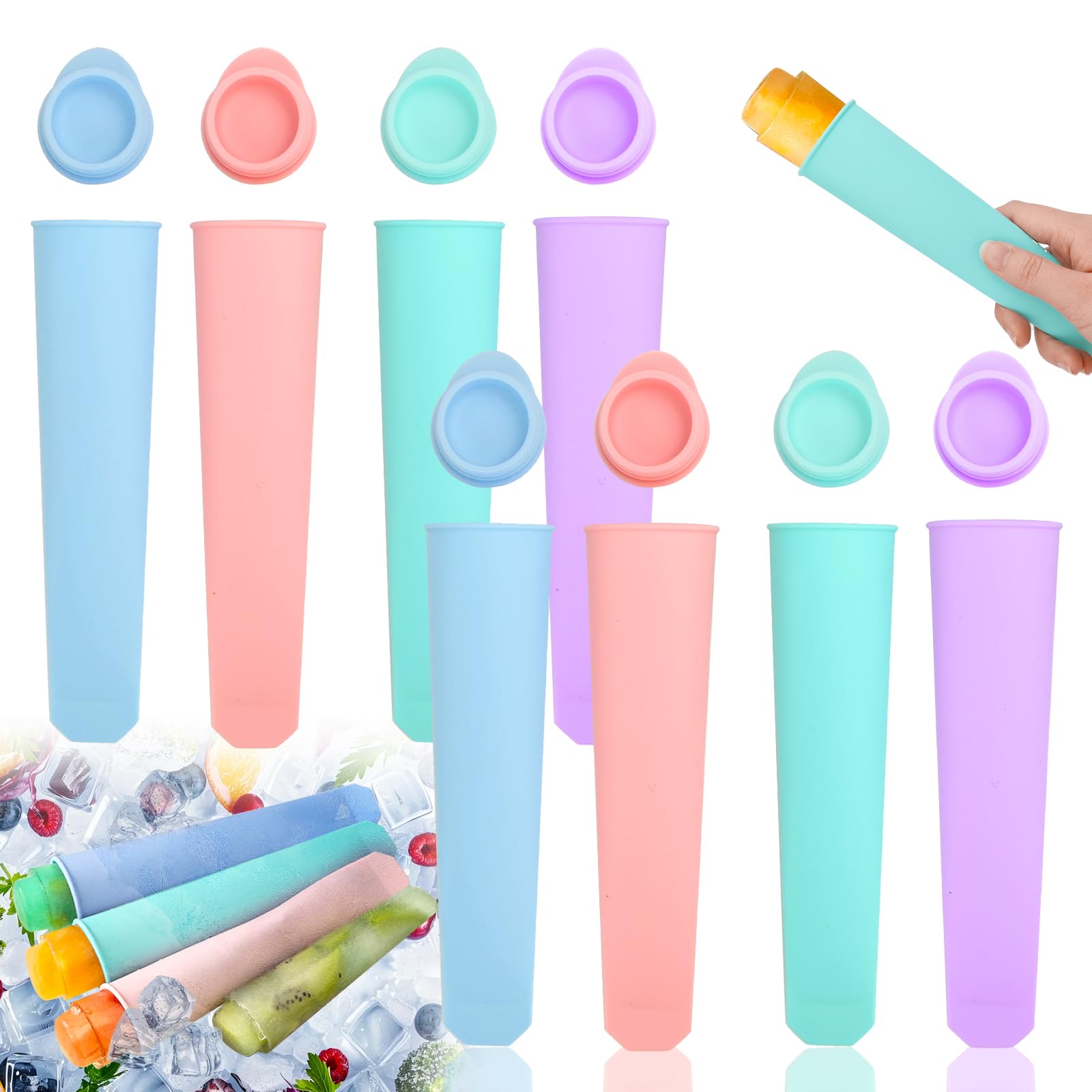 Moldes Helados Silicona, 8 Piezas Molde Helado, Moldes para Helados, Molde Helados sin BPA