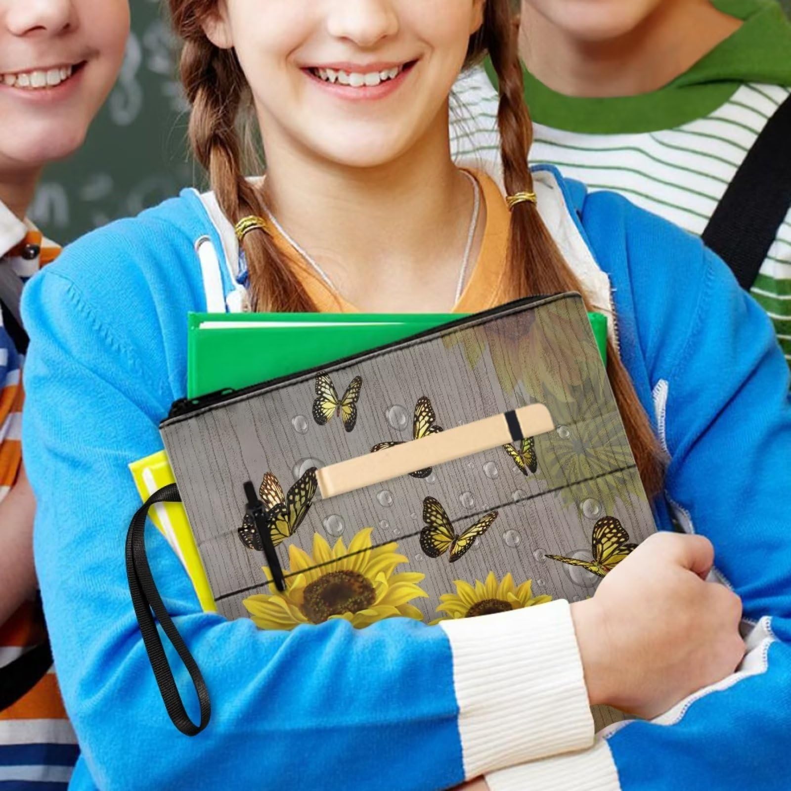 Custodia Per Libri NICENEEDED Impermeabile - Design Farfalla E Girasole, Con Cerniera E Tasca Frontale - Foto 5