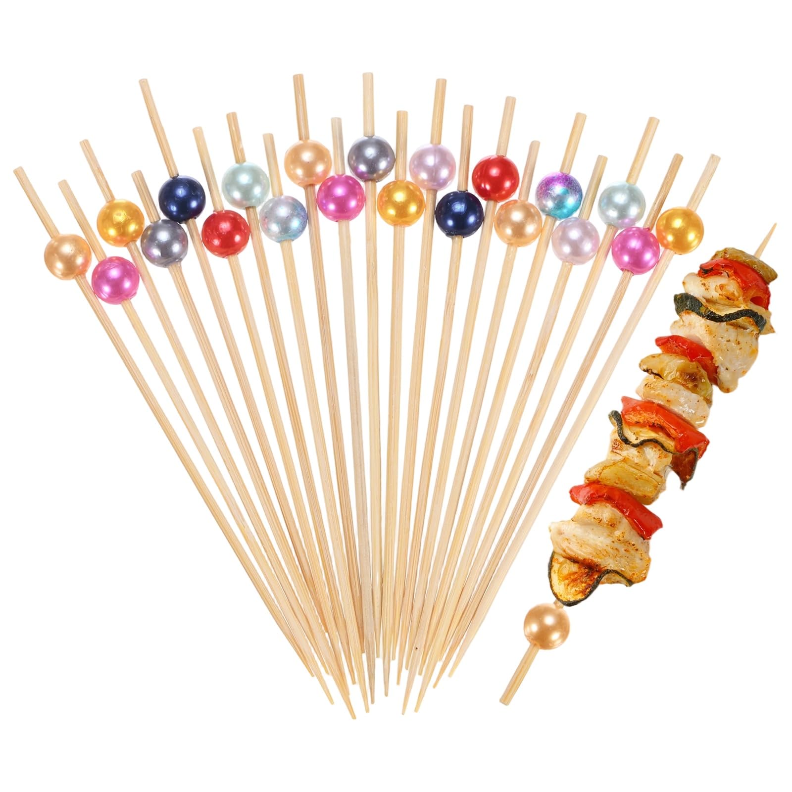M METERXITY 200-Pack Cocktail Picks 4.7 in, Multicolor, Faux Pearl