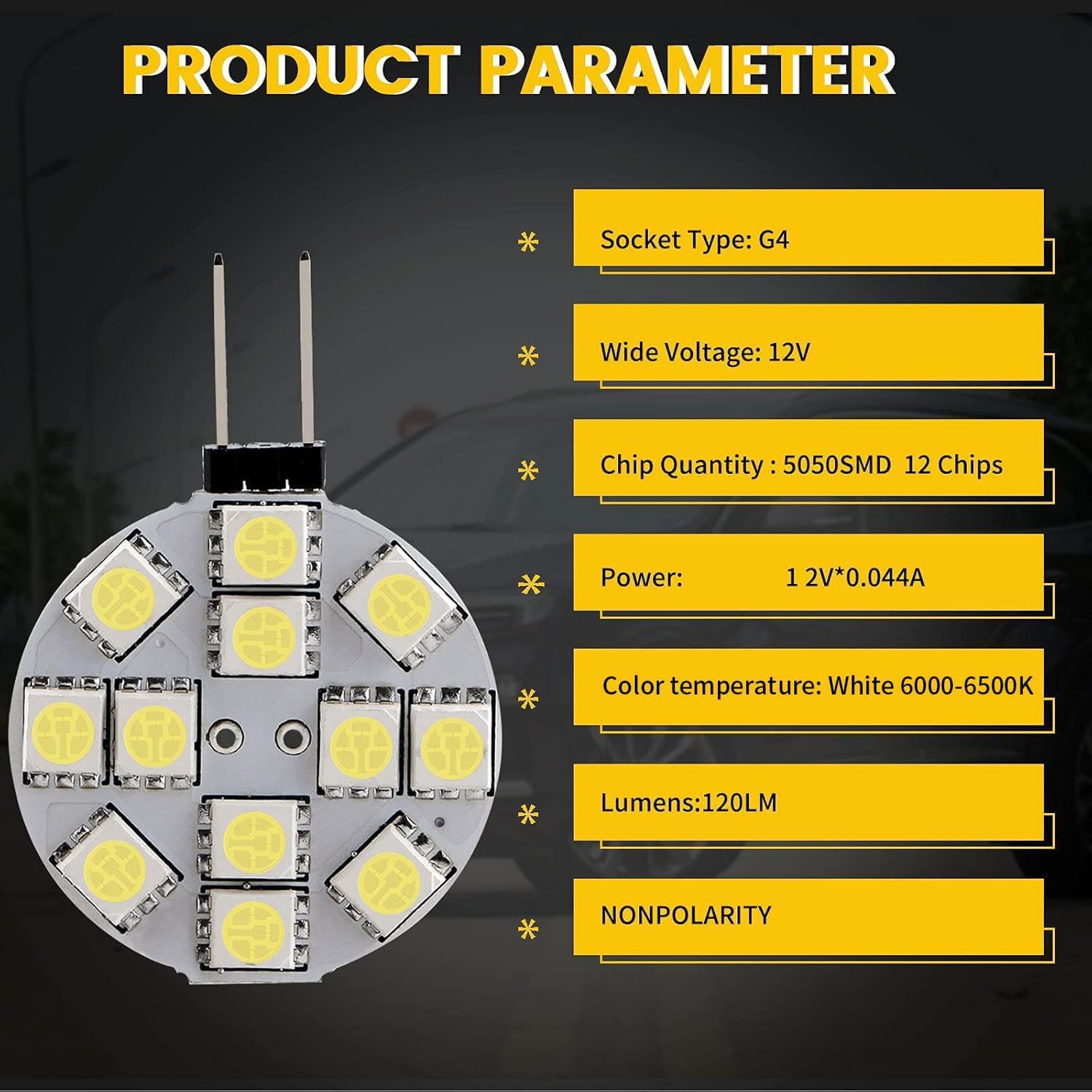 Lampe LED G4 6500K 12V 3W 5050 12 ampoules LED SMD (12V-3W 20 pièces/Blanc 6500K)