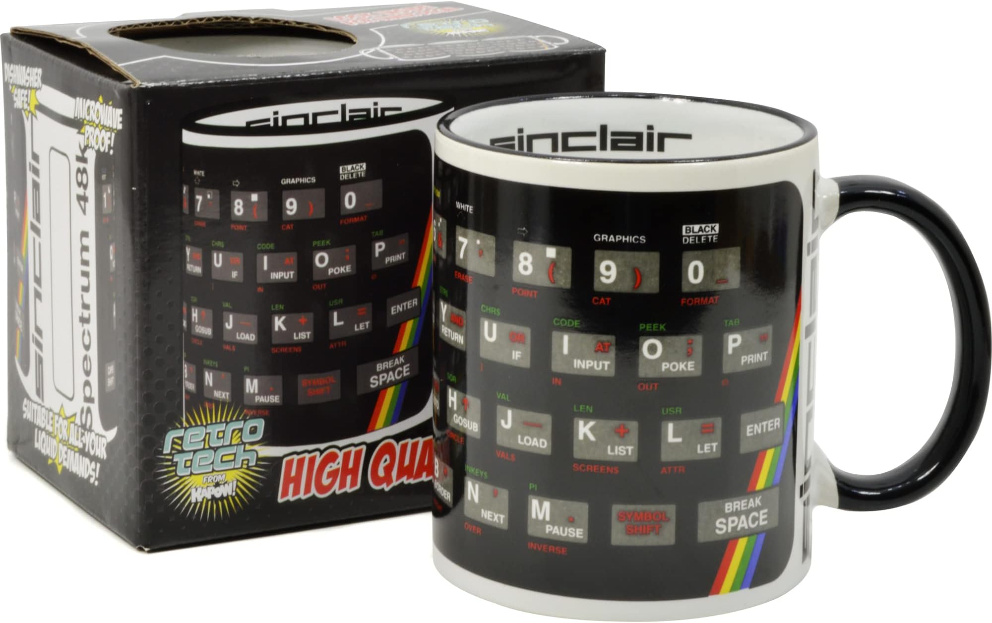 Kapow Gifts Spectrum Mug Sinclair ZX Retro Merchandise Classic Computer Gaming Geek Chic for him, Ceramic, 250ml