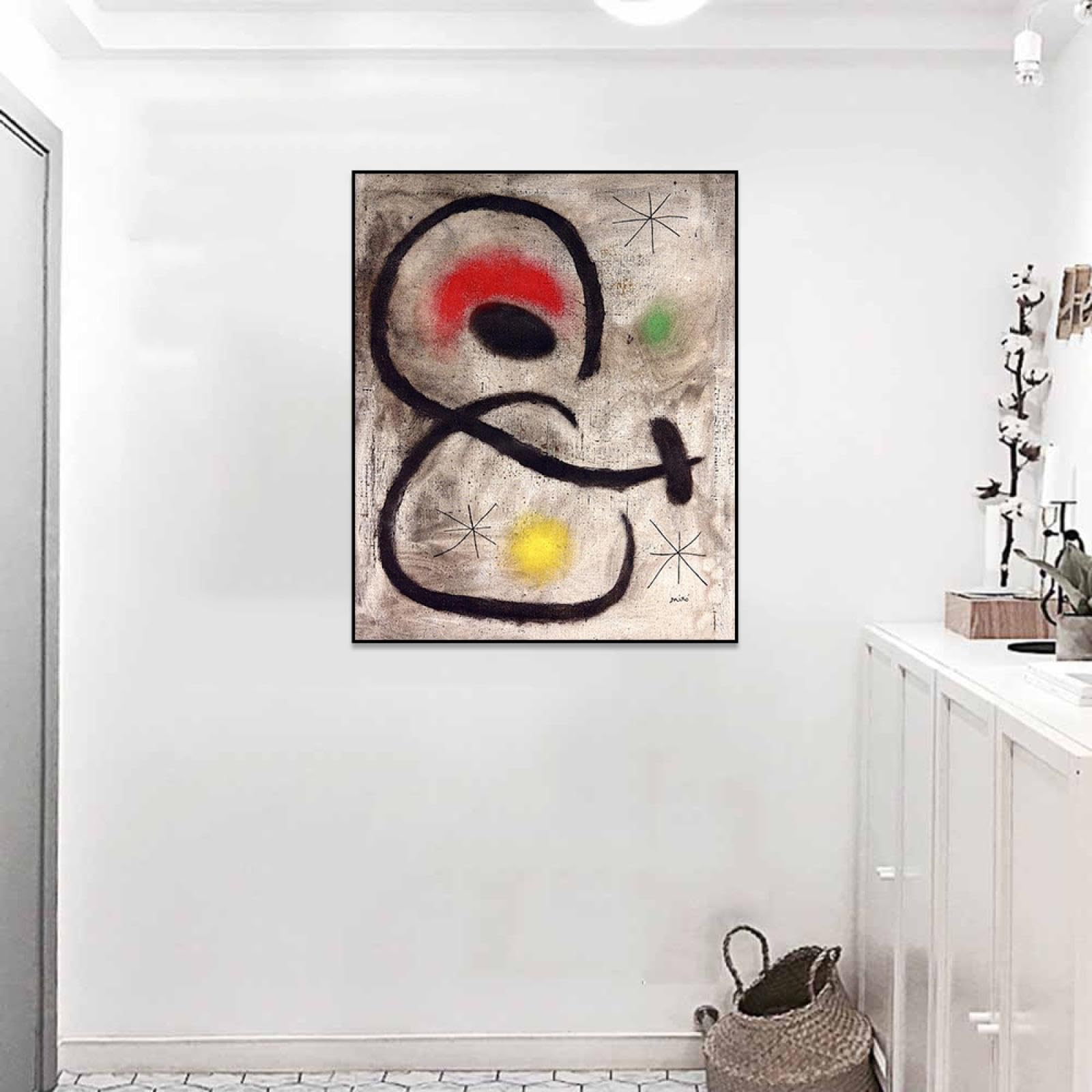 Phyrek123 Joan Miro oprawione wydruki bez tytułu obraz na płótnie Joan Miro plakat słynna sztuka abstrakcyjna reprodukcje nowoczesnej sztuki ściennej do salonu 20 x 25 cm czarna oprawiona