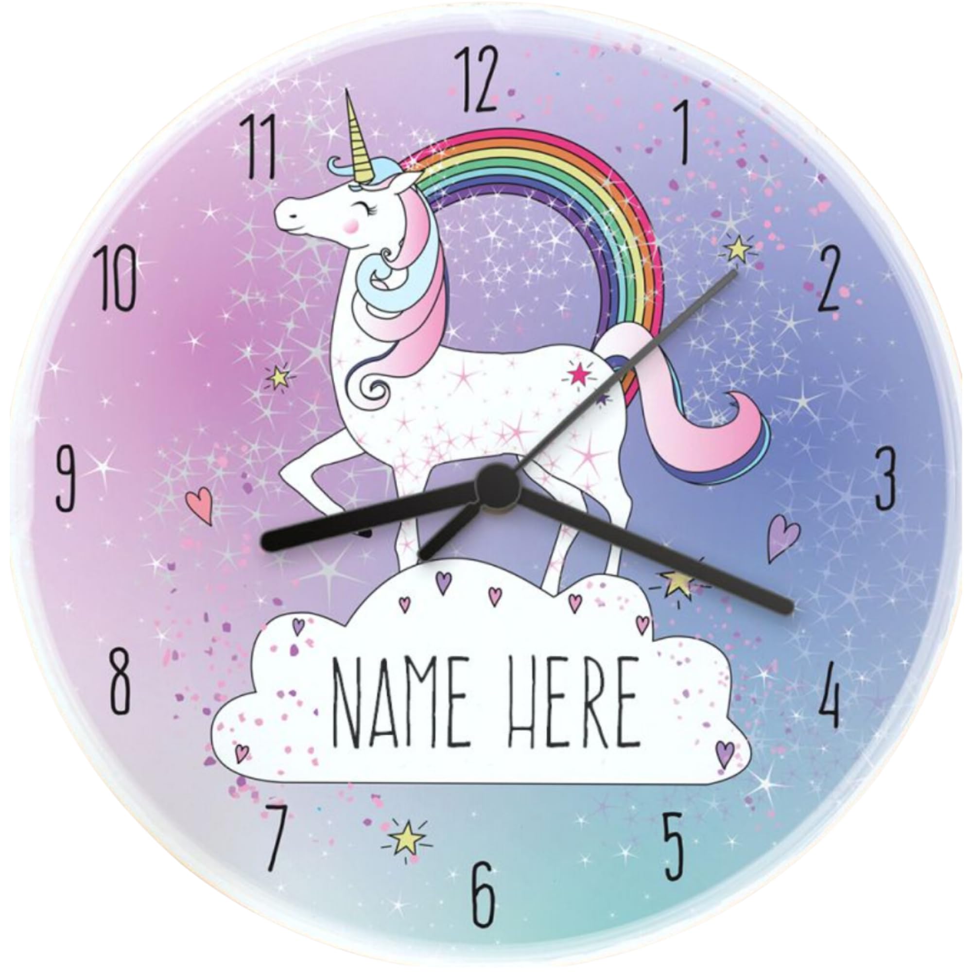 Caleli Gifts Pastel Personalised Unicorn Clock. Children's Wooden Wall Clock. Nursery Decor. Ideal Kids Birthday