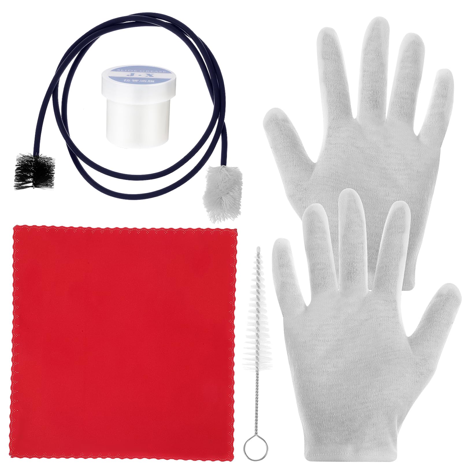 Toyvian French Horn Cleaning Kit Musical Instrument Cleaner Trumpet Care Set Brush Cleaning Cloth Gloves