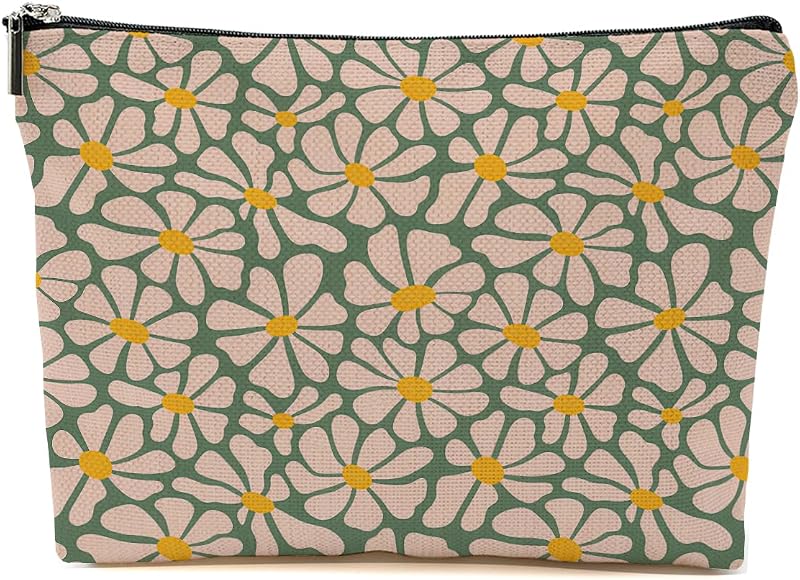 Necessaire de maquiagem Blue Leaves floral multicolorida com zíper — 1 unidade