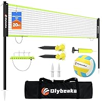 Olybeaka Portable Volleyball Net Set for Beach Backyard - Adjustable Height Poles, Soft PU Ball, Pump, Carry Bag, Durable Anti-Sag Net