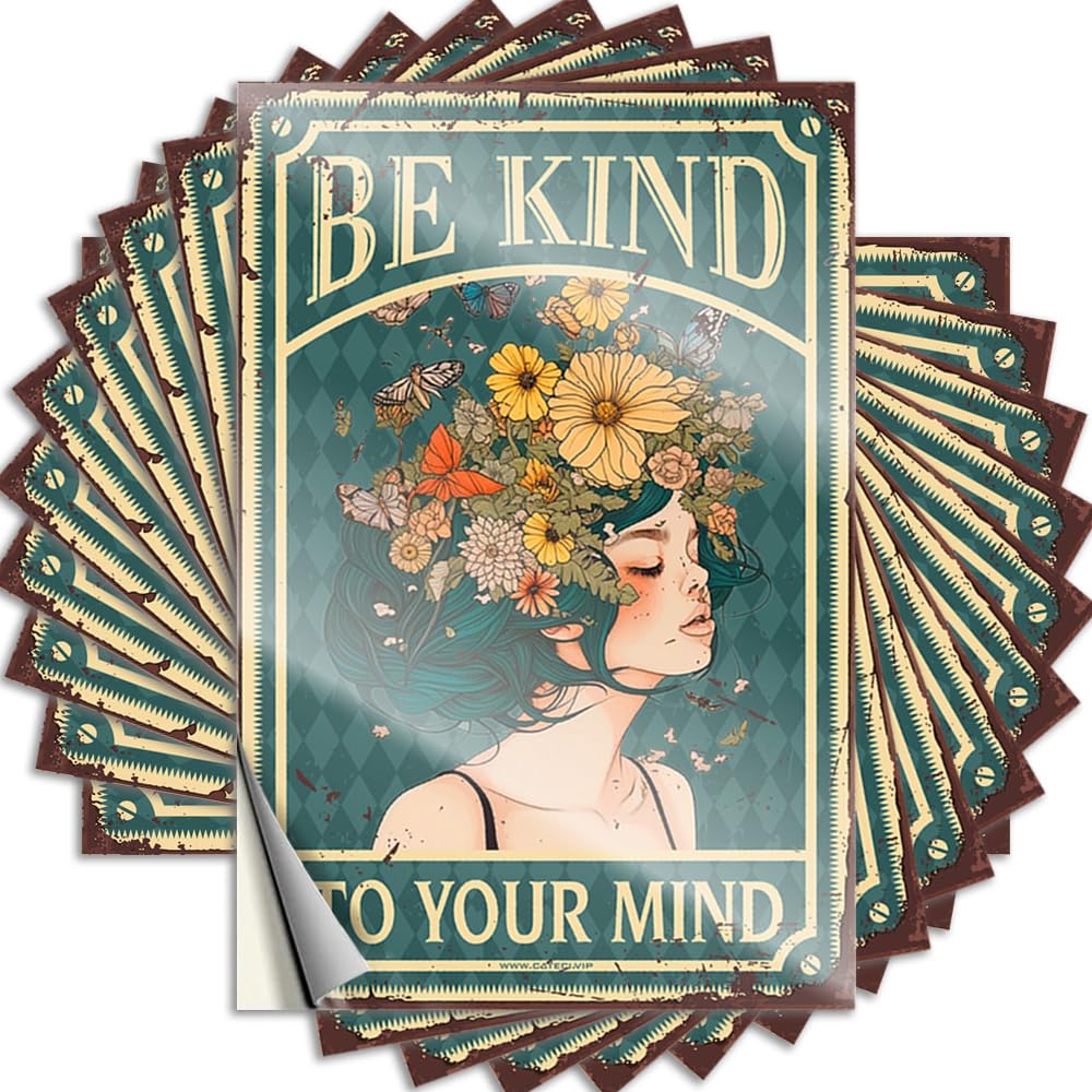 Retro Decor Helmet Decal | Be Kind to Your Mind Golden for Cruise Decor(12X18CM)