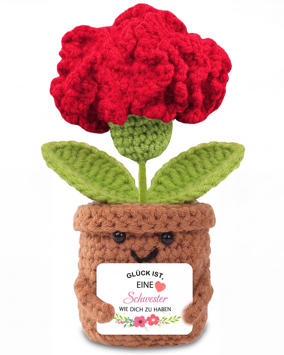 Aruigu Muttertagsgeschenk Geschenke für Mama Mutter - Geburtstagsgeschenk Mama Besondere Mutter Tochter Geschenk Pocket Hug Nelken Positive Potato Kartoffel Serien Gehäkelte Blumen