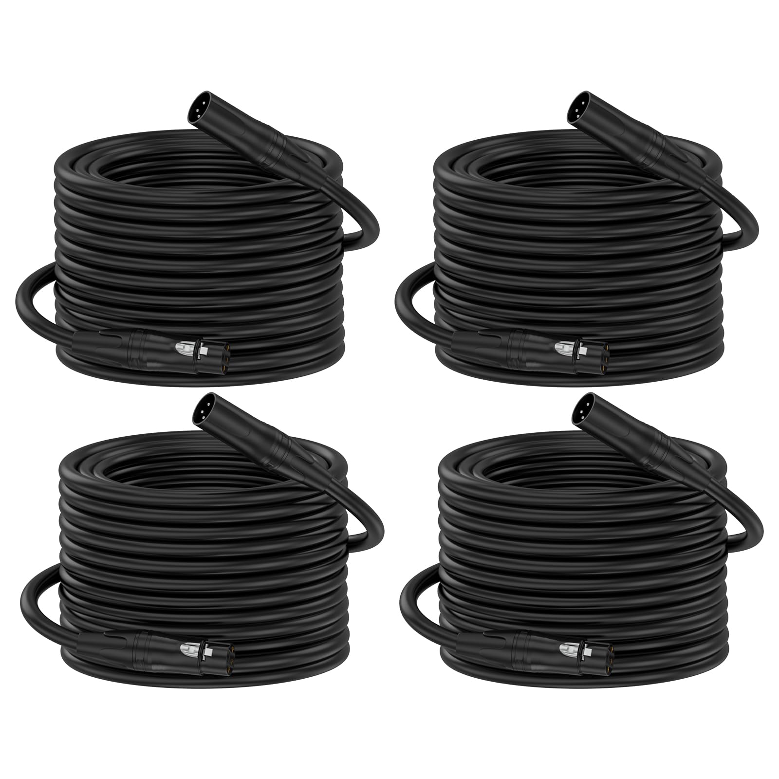 XLR-Kabel, XLR-Stecker auf Buchse, vergoldet, XLR-Lautsprecherkabel, 3-poliges XLR-Lautsprecherkabel, 7,6 m, 4 Stück