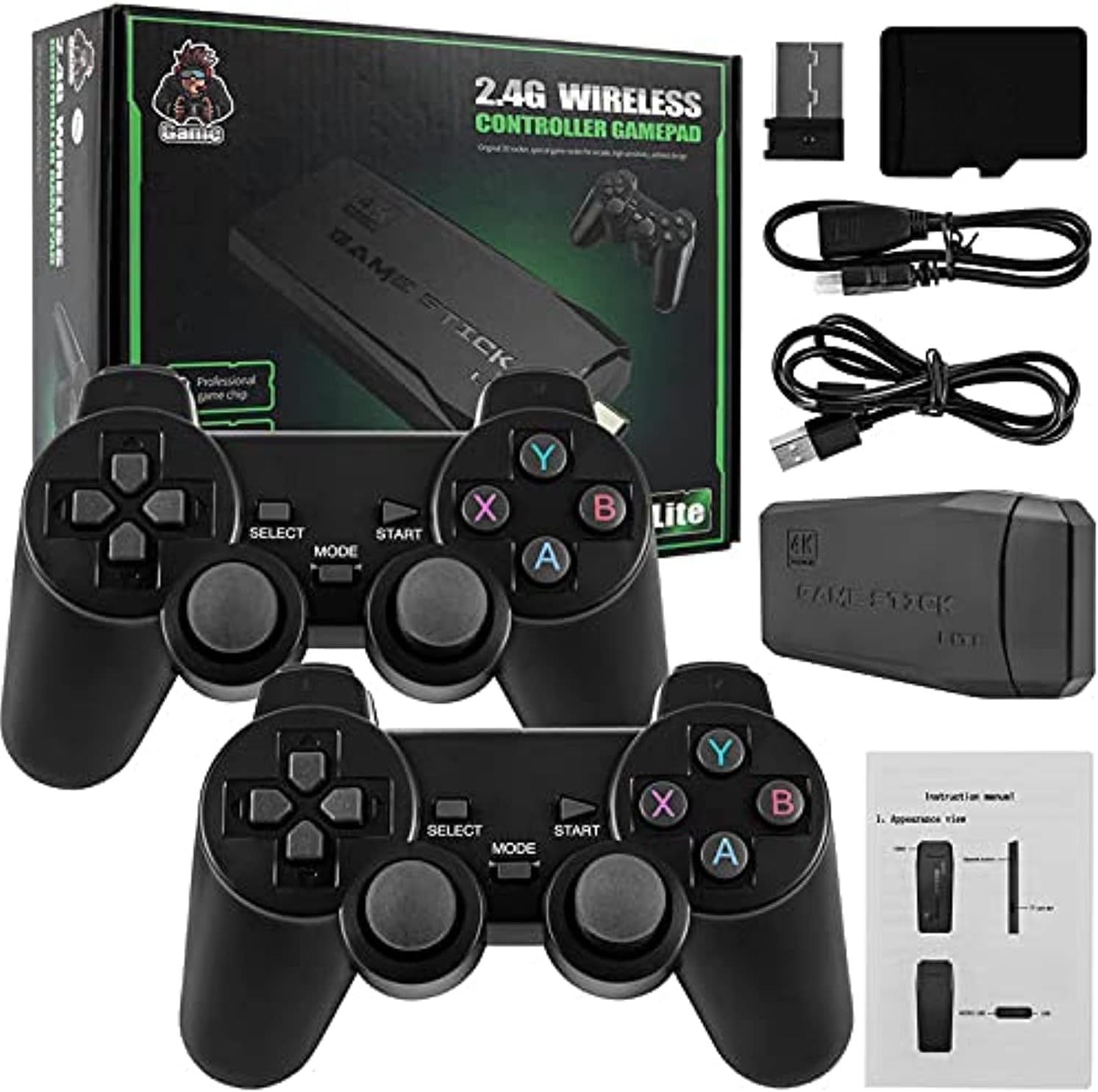 Shopit Electronics Wireless Retro Game Console, Plug and Play Video Game Stick Built in 20000+ Games, 4k High Definition HDMI Output For TV With Dual 2.4g Wireless Controllers(32g)