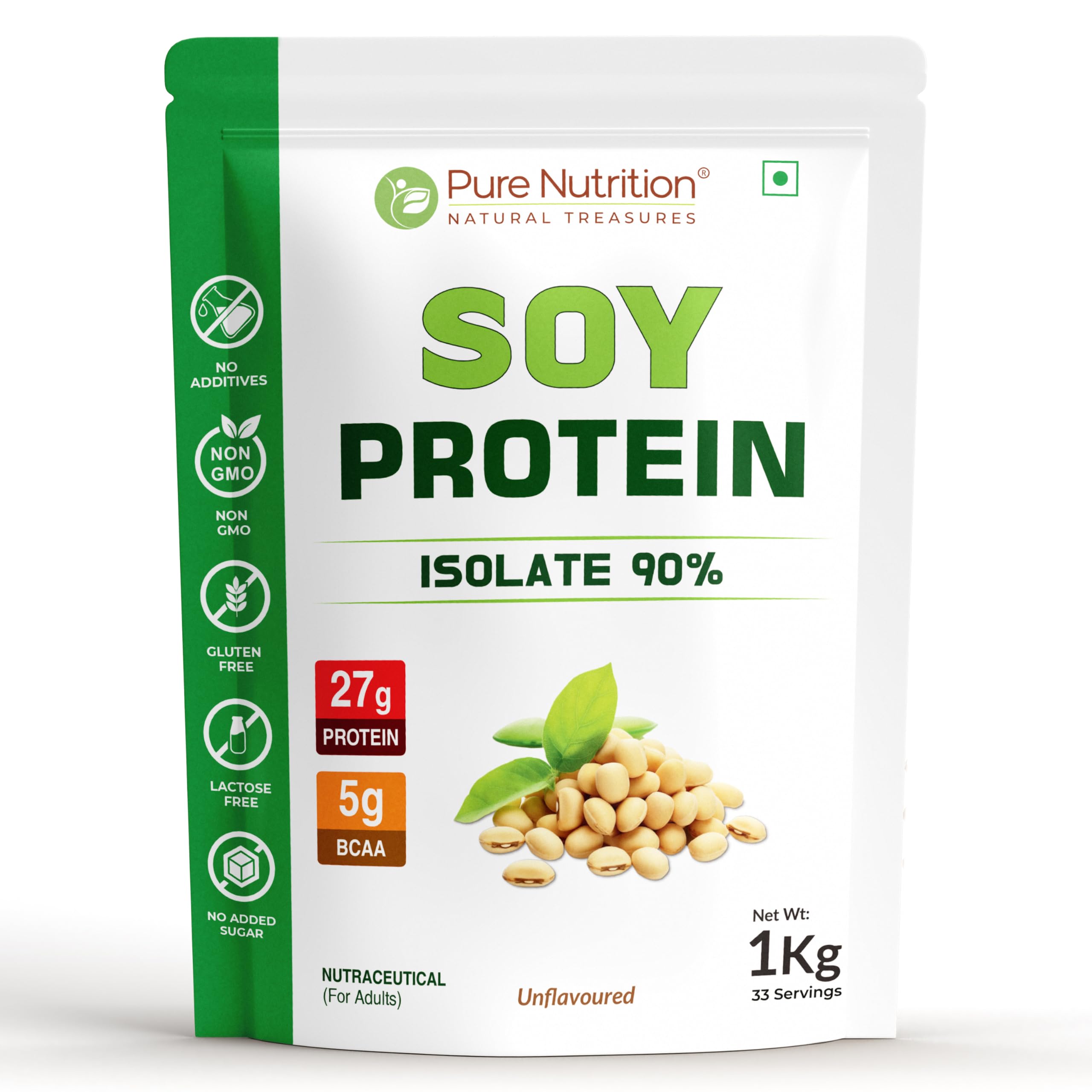 Pure Nutrition Soy Protein Isolate Powder - 1kg | 90% Isolate (27g Isolate per 30g Serving), Unflavoured | Supports Muscle Growth, Recovery & Weight Management | Ideal for Fitness, Overall Health & Vegan Diets | Low Carb & Gluten-Free Formula-image-37