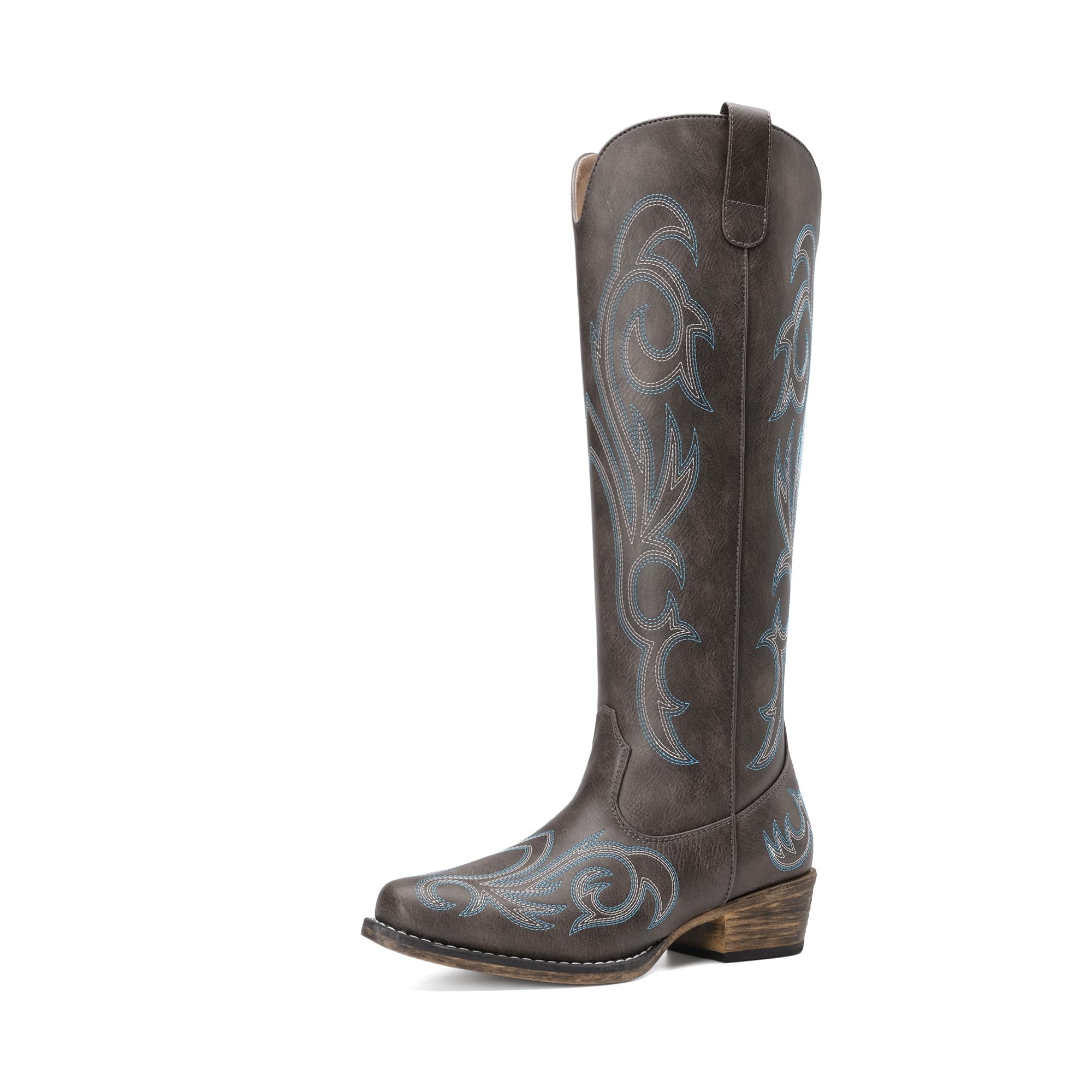 DREAM PAIRS Bottes Femme Style Western Cowgirl Confortables Bottes Cowboy Hautes Knee High avec Fermeture Éclair Latérale