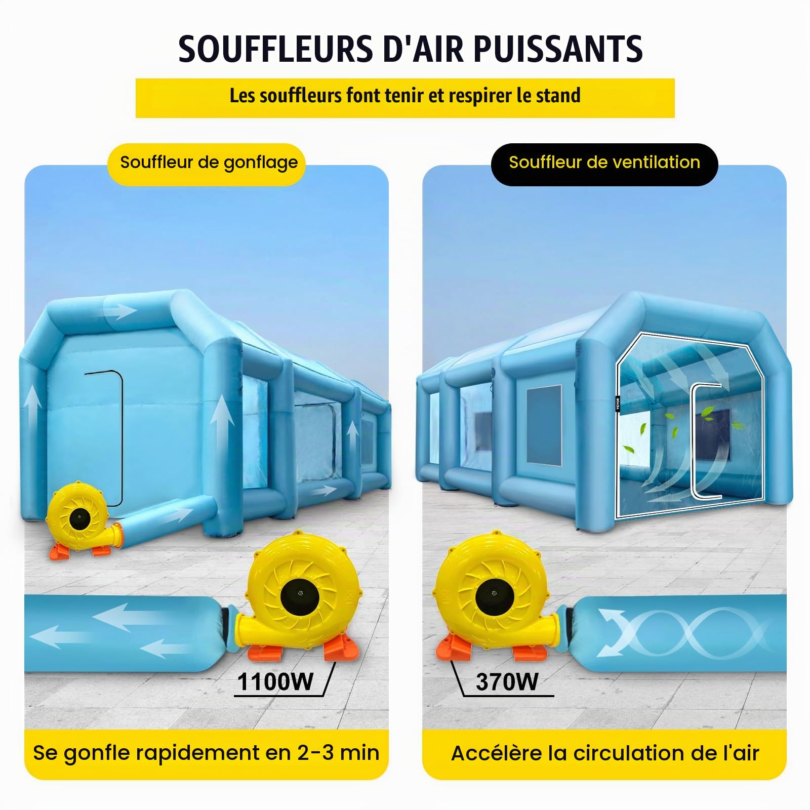 VEVOR Cabine de Peinture Gonflable 9x6x4 m, Tente Pulvérisation Gonflable pour Voiture, avec Système de Filtration avec Souffleur, en Oxford et PVC, Station de Travail de Peinture Automobile, Garage