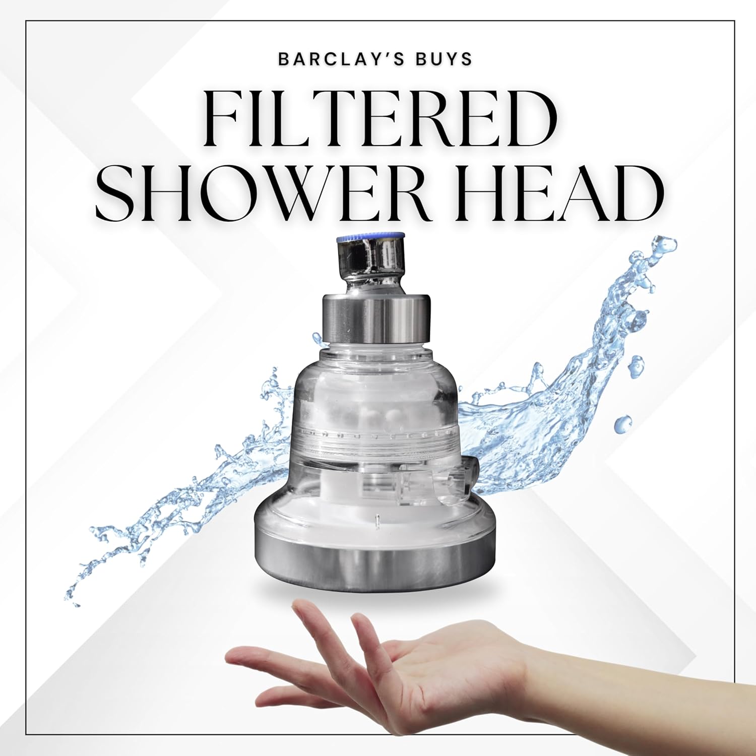 Shower Filter for Hard Water – Filtered Shower Head Water Softener – 3 Rainfall & Massage Settings – Increase Pressure While Saving Water – Shower Water Filter by Barclay’s Buys