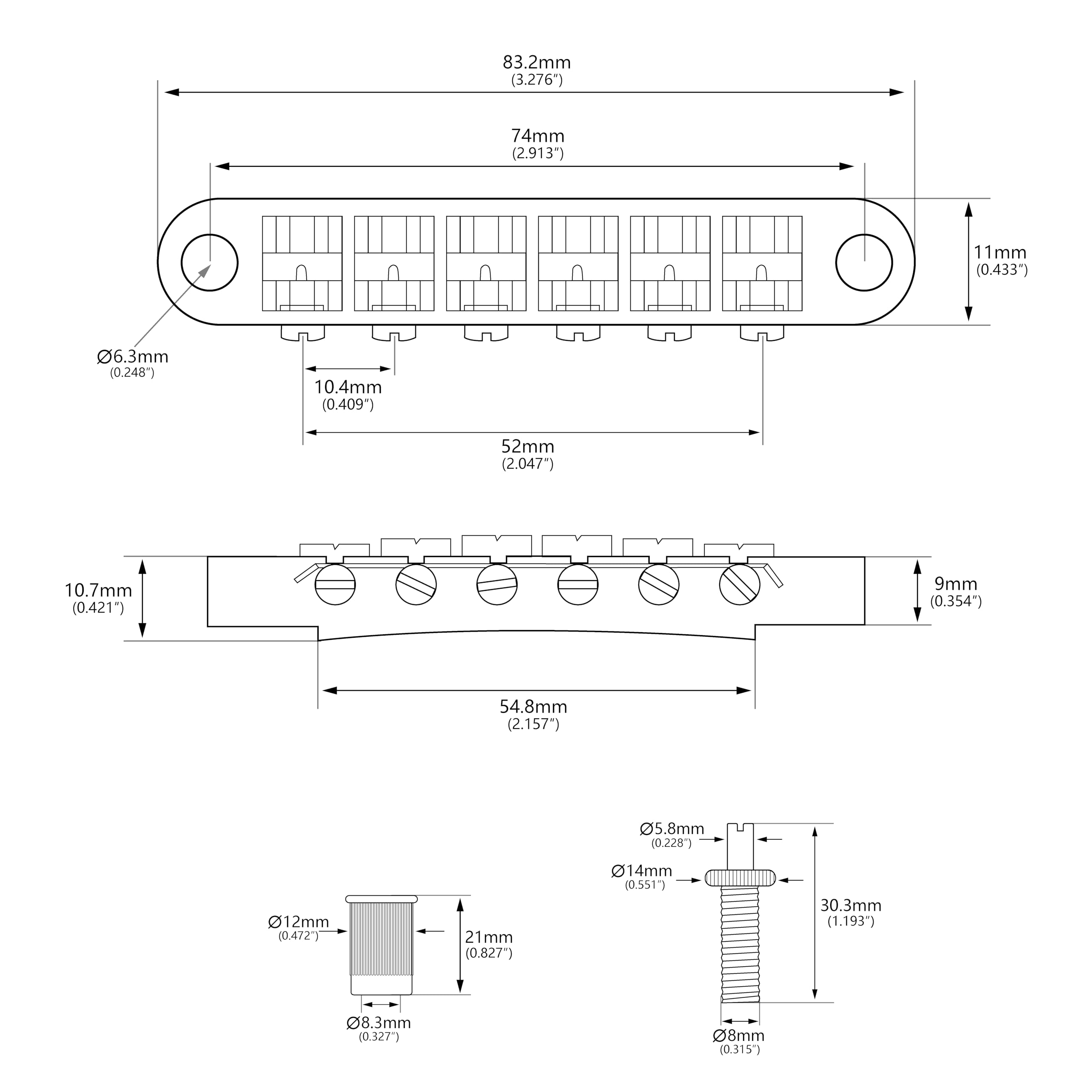 Banworks Electric Guitar Saddle Bridge Tune-O-Matic Bridge 52.5mm (2-1/16") String Spacing for Epiphone EPI LP Les Paul/SG Style Guitars JT/GDQQ-03 Golden - Image 2