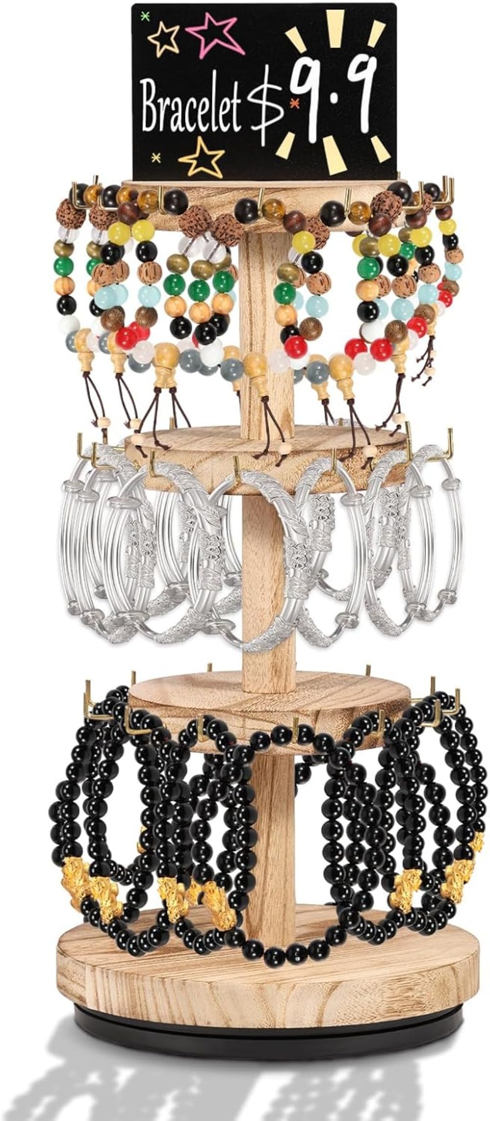 Rangement de bijoux rotatif en bois pour sublimer votre coiffeuse et vos porte-clés
