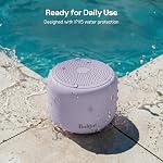 Bobtot Portable Bluetooth Speakers with Strap Easy to Carry, Wireless IPX5 Waterproof Mini Speaker with Loud Stereo Sound, 20 Hours Playtime, Rechargeable Battery, Built-in Microphone (Purple)