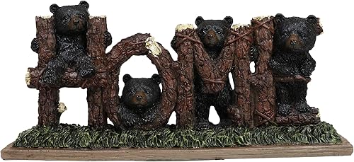 Ebros Gift Rústico bosque occidental de bosque caprichoso negro cachorros familia jugando por troncos de árbol 'Home' Palabra arte letrero