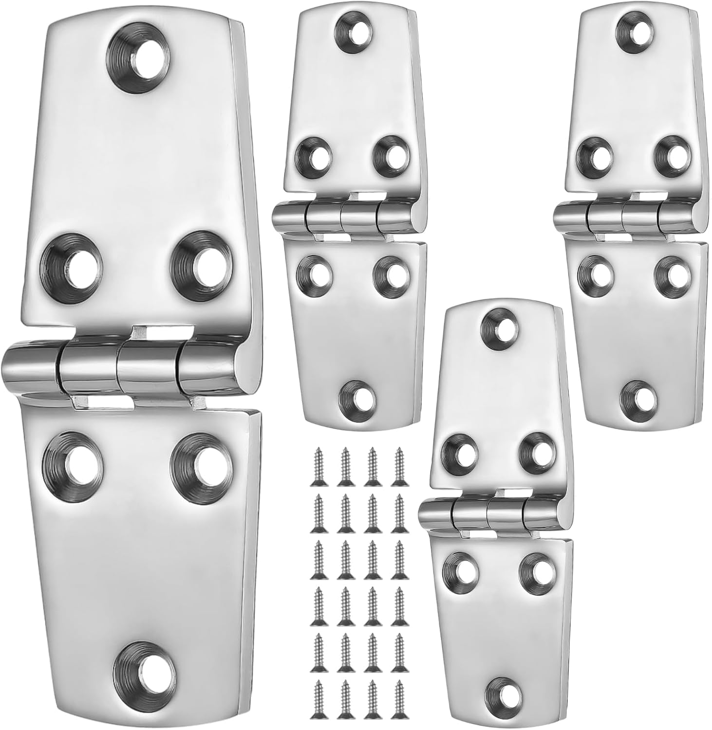 316 Stainless Steel Heavy Duty Hinges for Boats, 4 X 1.5 Inches, 4-Pack Marine Grade Hinges for Hatches, Cabinet Doors with Screws