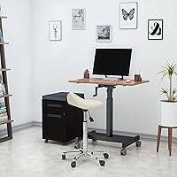 Vista 5 de S STAND UP DESK STORE Escritorio de pie móvil con ruedas de una sola columna de altura ajustable