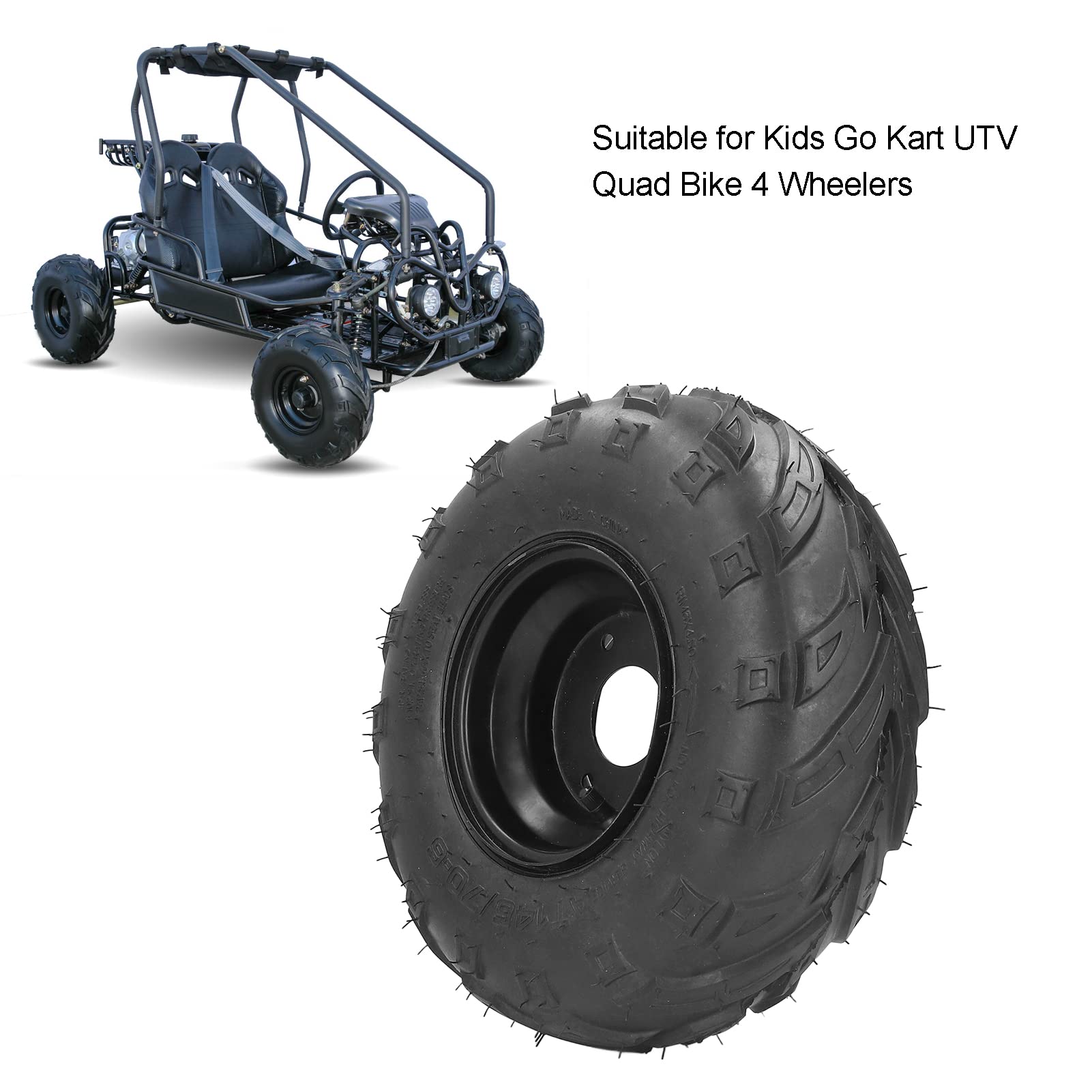 145 70 6 Pneumatico Tubeless ATV, Cerchione in Gomma da 6 Pollici Pneumatico Universale Ruota Tubeless per Moto Premium con Design Unico per Bambini Go Kart UTV Quad Bike 4 Ruote