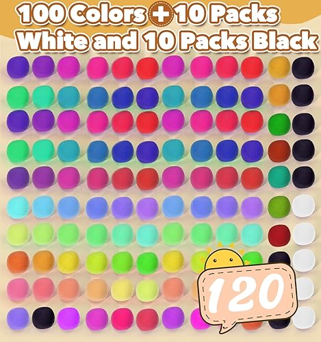 Miniatura 2 de Arcilla seca al aire para niños, 120 paquetes de arcilla de espuma de aire, 100 colores personalizados, arcilla mágica más blanca y negra, arcilla