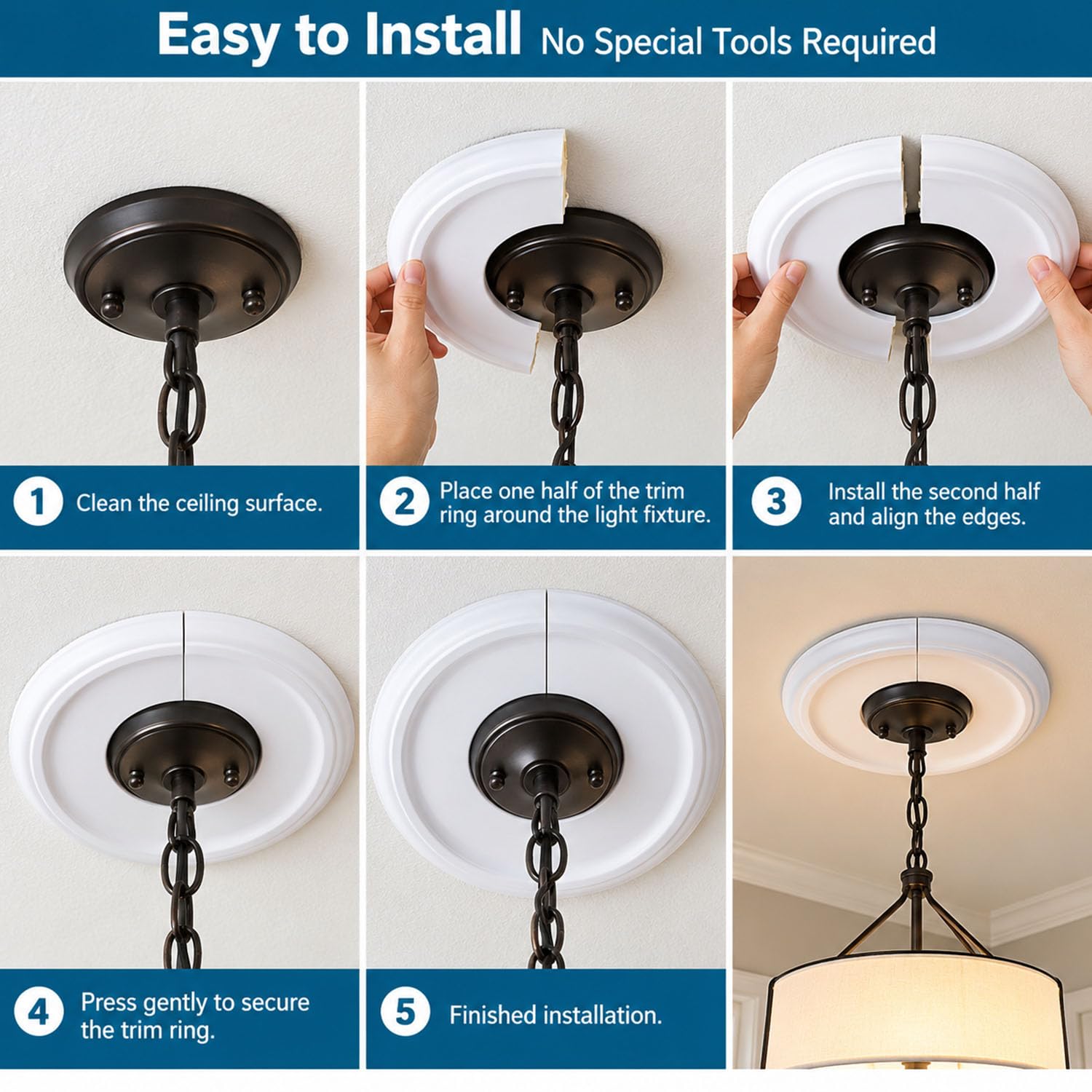 10 Inch Split Ceiling Medallion Trim Ring for Lights and Fans — Amazon image 4
