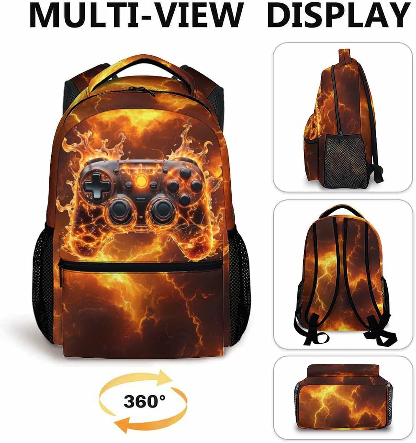 Boys Backpack, Cool Gaming Bookbag for Preschool Elementary Kindergarten, Large Capacity Kids Schoolbag for Travel School Camping