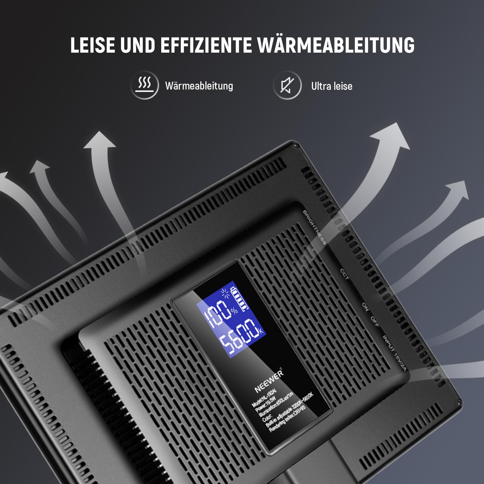 NEEWER 192 LED Panel Videolicht, 20W Ultra dünn Bi Farbe Dimmbar DSLR Kamera Soft Light, 8000mAh Eingebauter Lithium Akku, 3200-5600K CRI97+, Key Lighting für Studio Fotografie Aufnahme Streaming